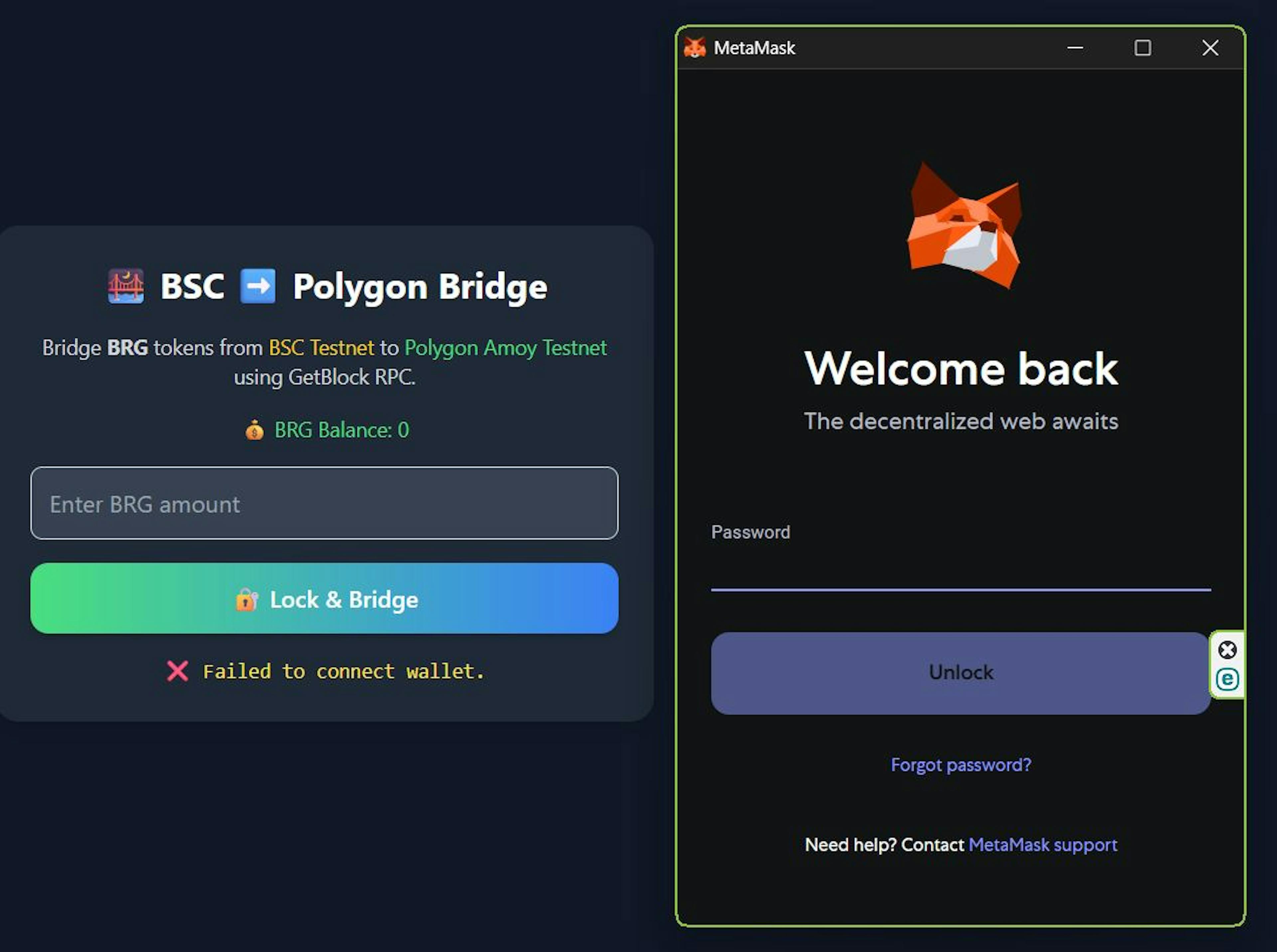 Figure 3. The dApp asking user to connect MetaMask wallet.