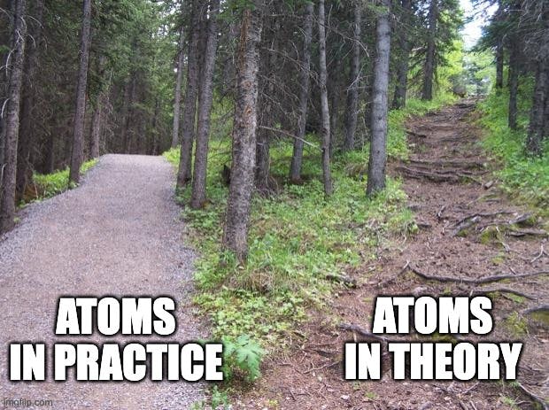 Atoms in Theory vs Atoms in Practice