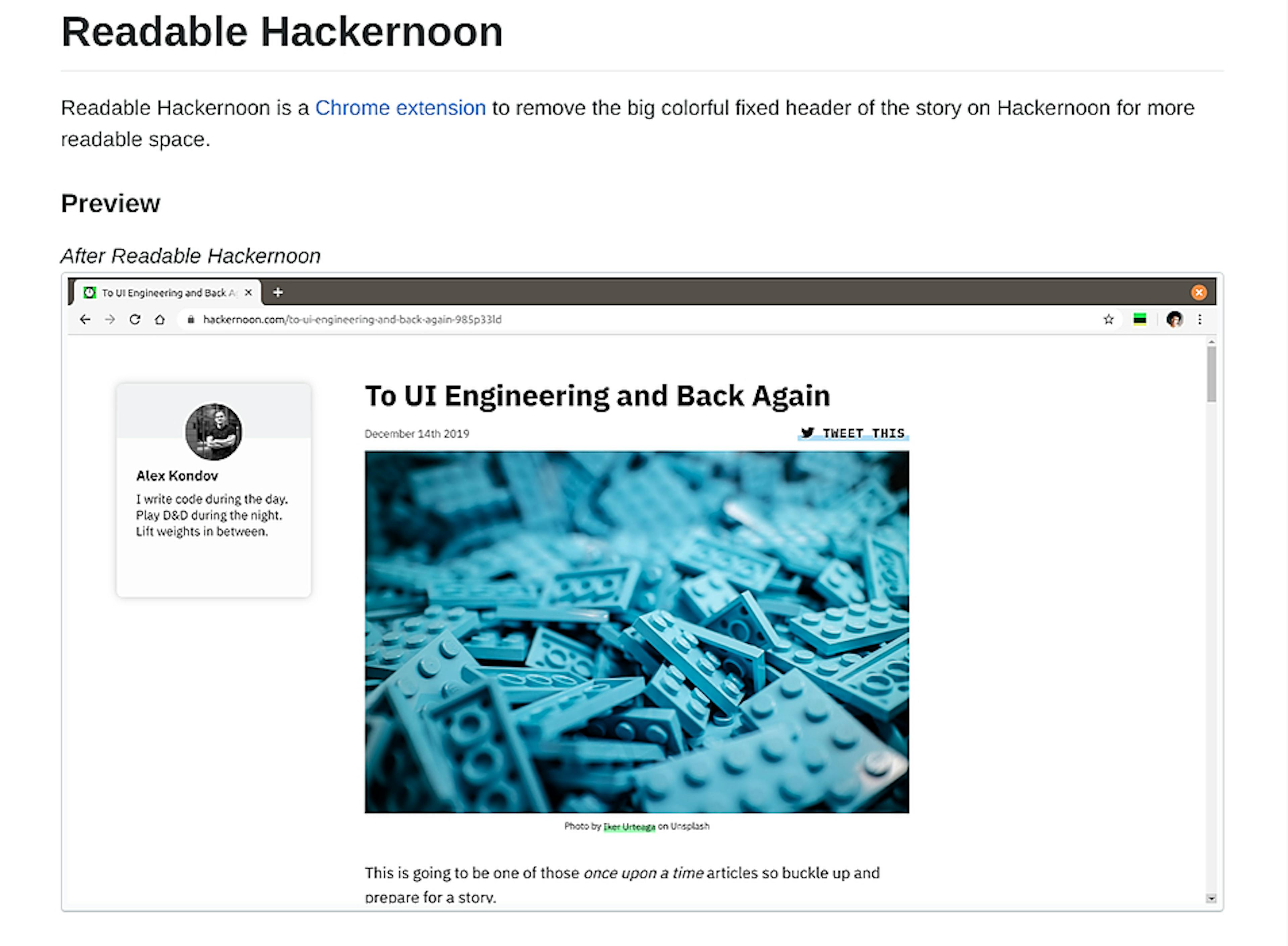 Chrome Browser Extension to Remover Hacker Noon Header