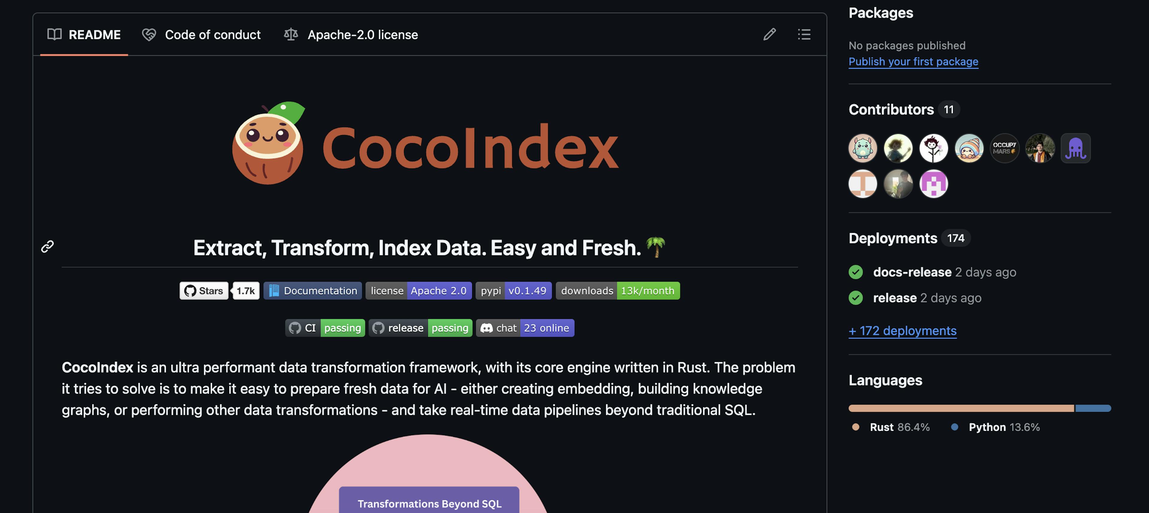CocoIndex - high performance ETL framework