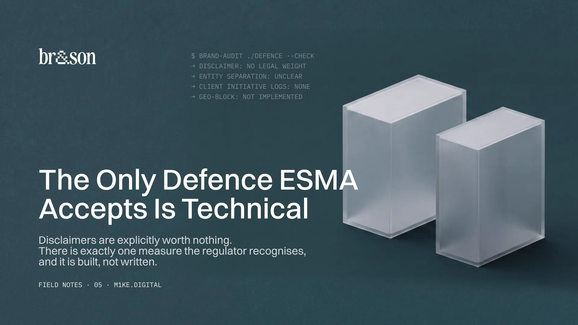 The Only Defence ESMA Accepts Is Technical