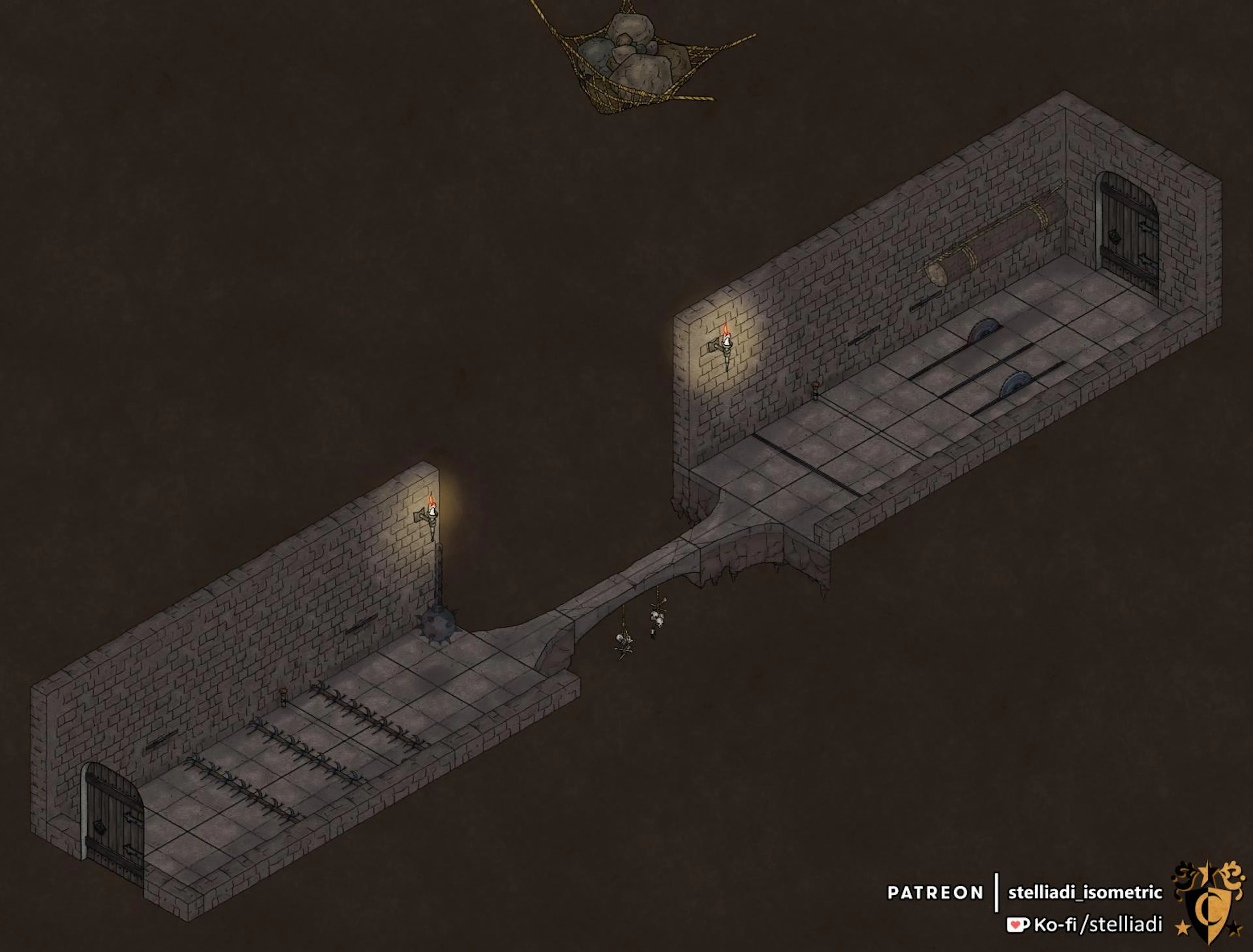 A tiny bridge in a corridor full of traps : r/battlemaps