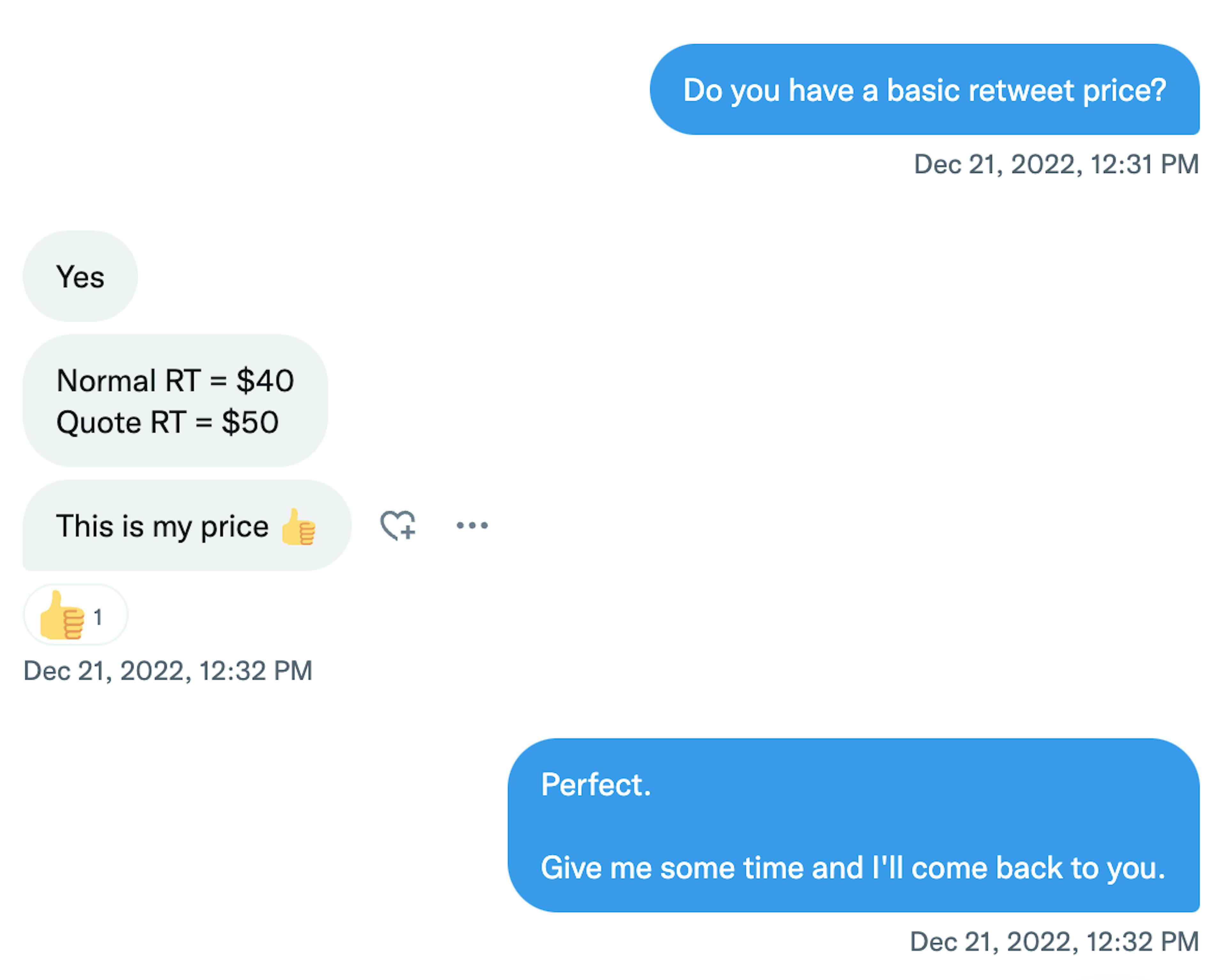 Negotiating with crypto promoters on Twitter