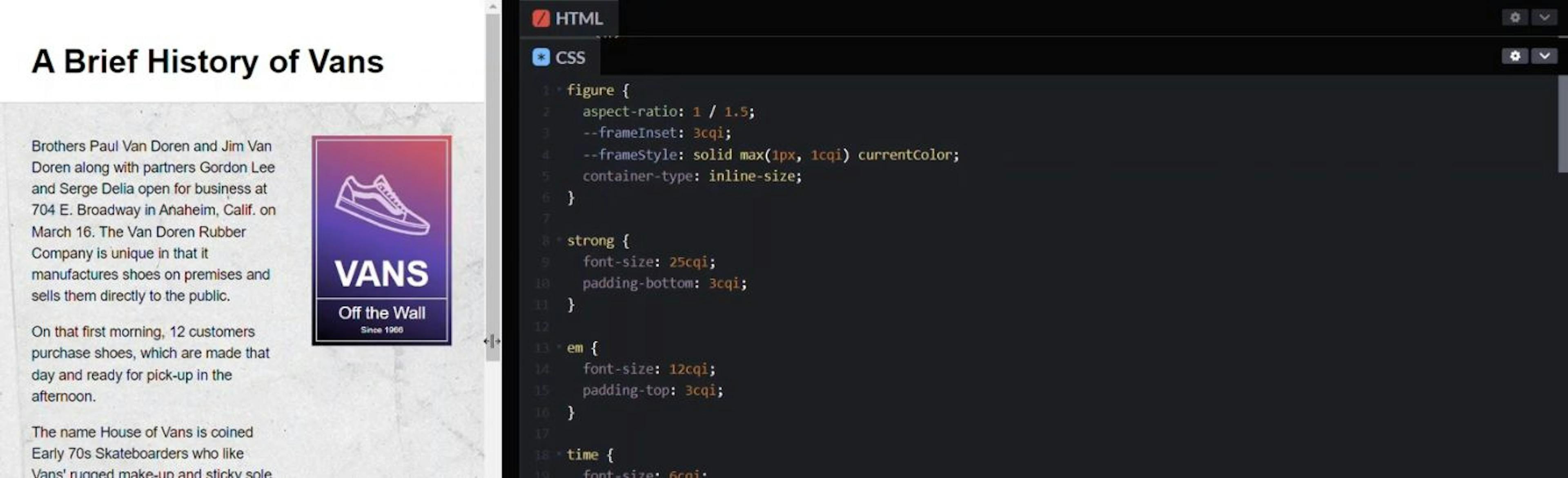 Anzeige als HTML- und CSS-Containerabfragen in kleineren Ansichtsfenstern