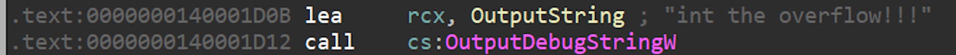 Figure 32: APT31 debug string inside the trigger function.