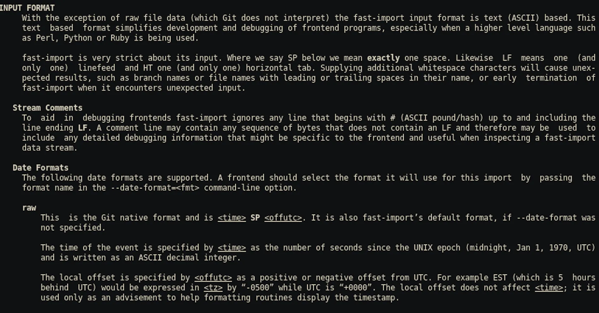 Excerpt from the git-fast-import manpage