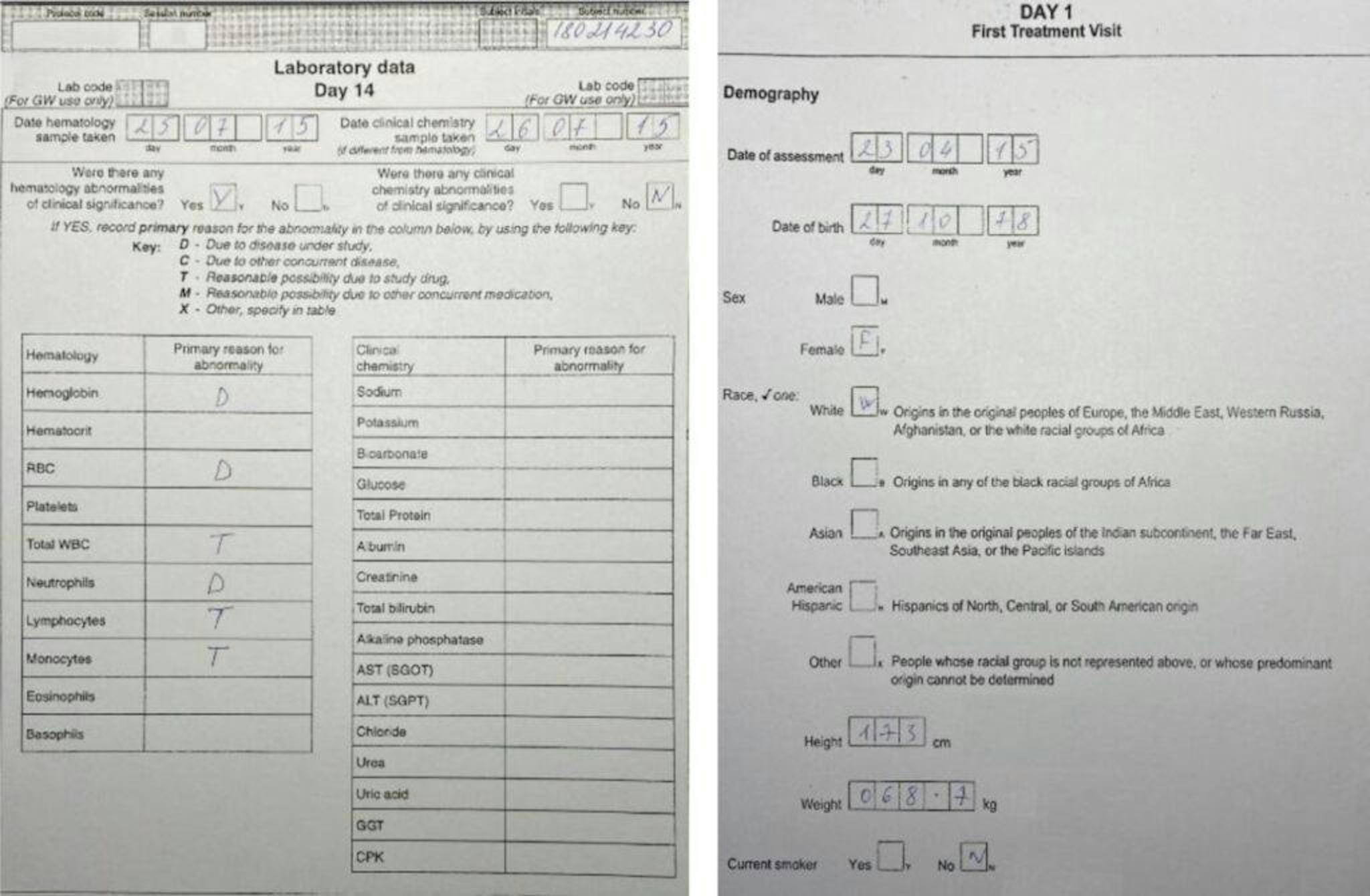 Pre-designed case report form. Example 2