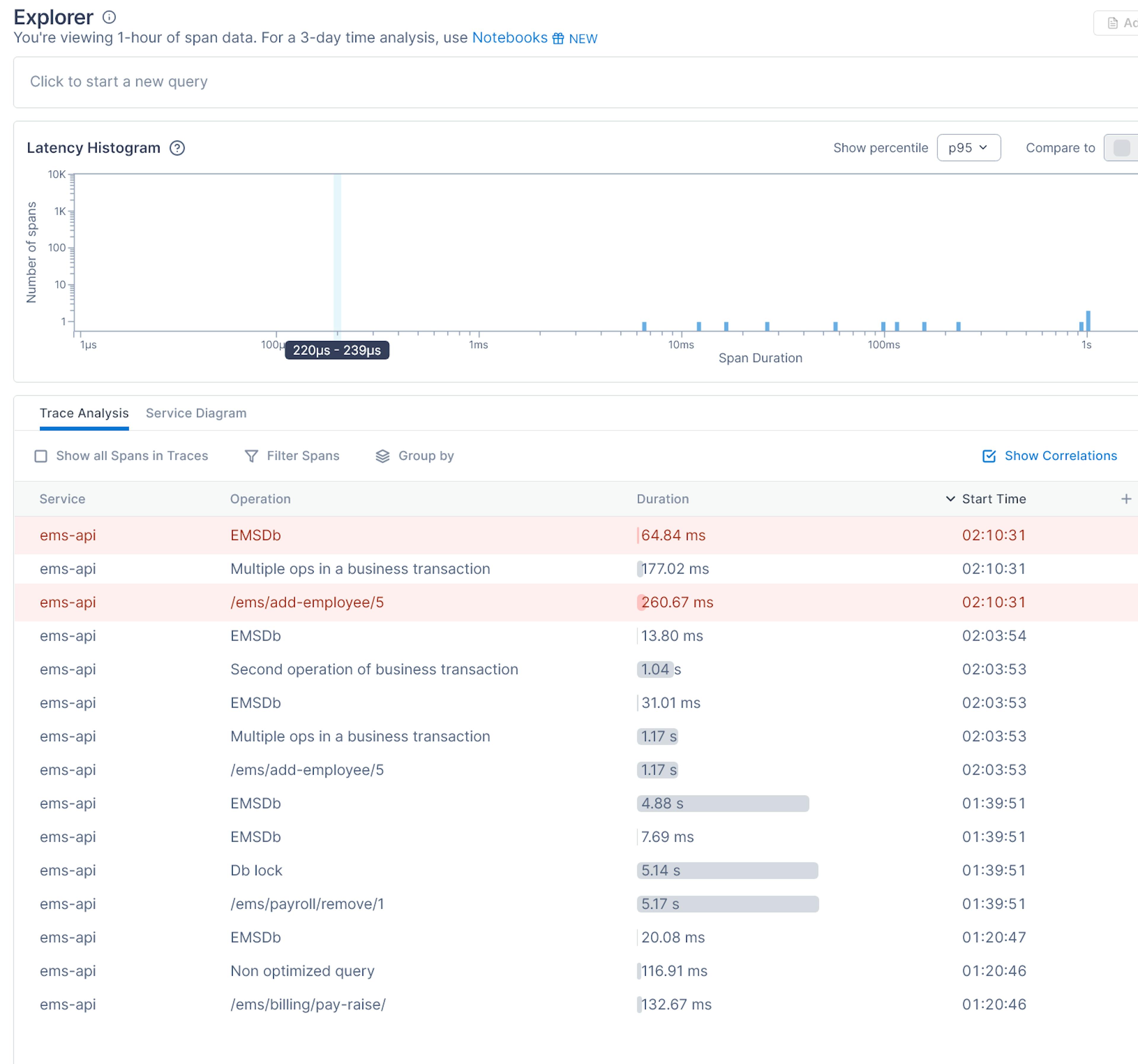 Exceptions highlighted in explorer window