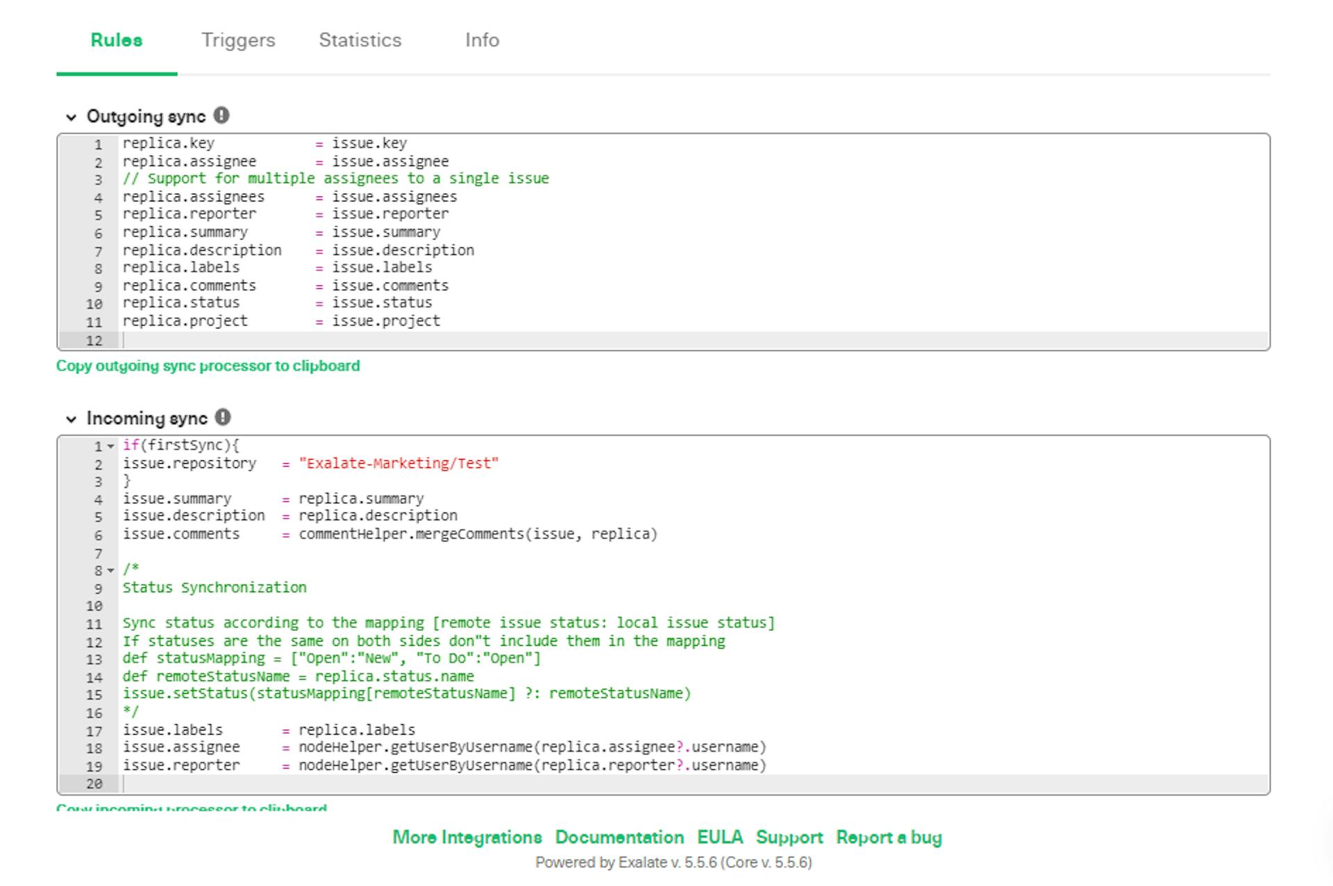 Reglas de sincronización de Jira GitHub