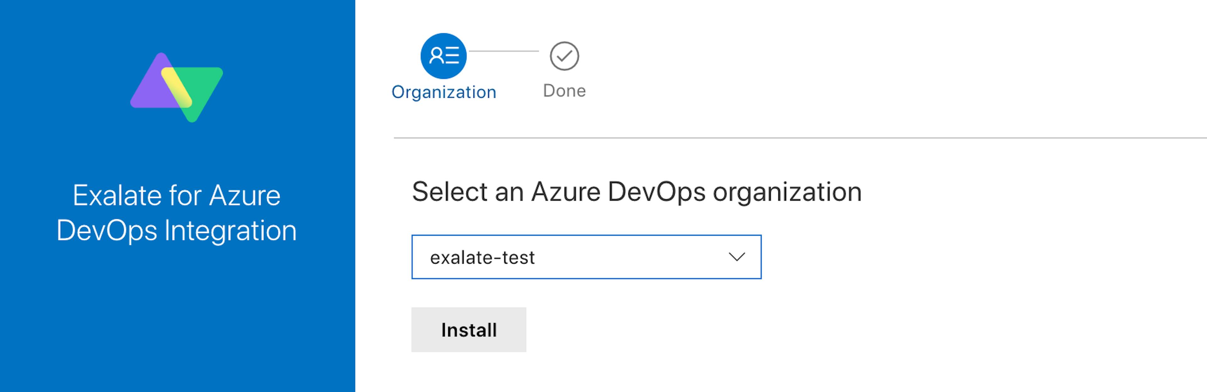 select an organization for an Azure DevOps integration