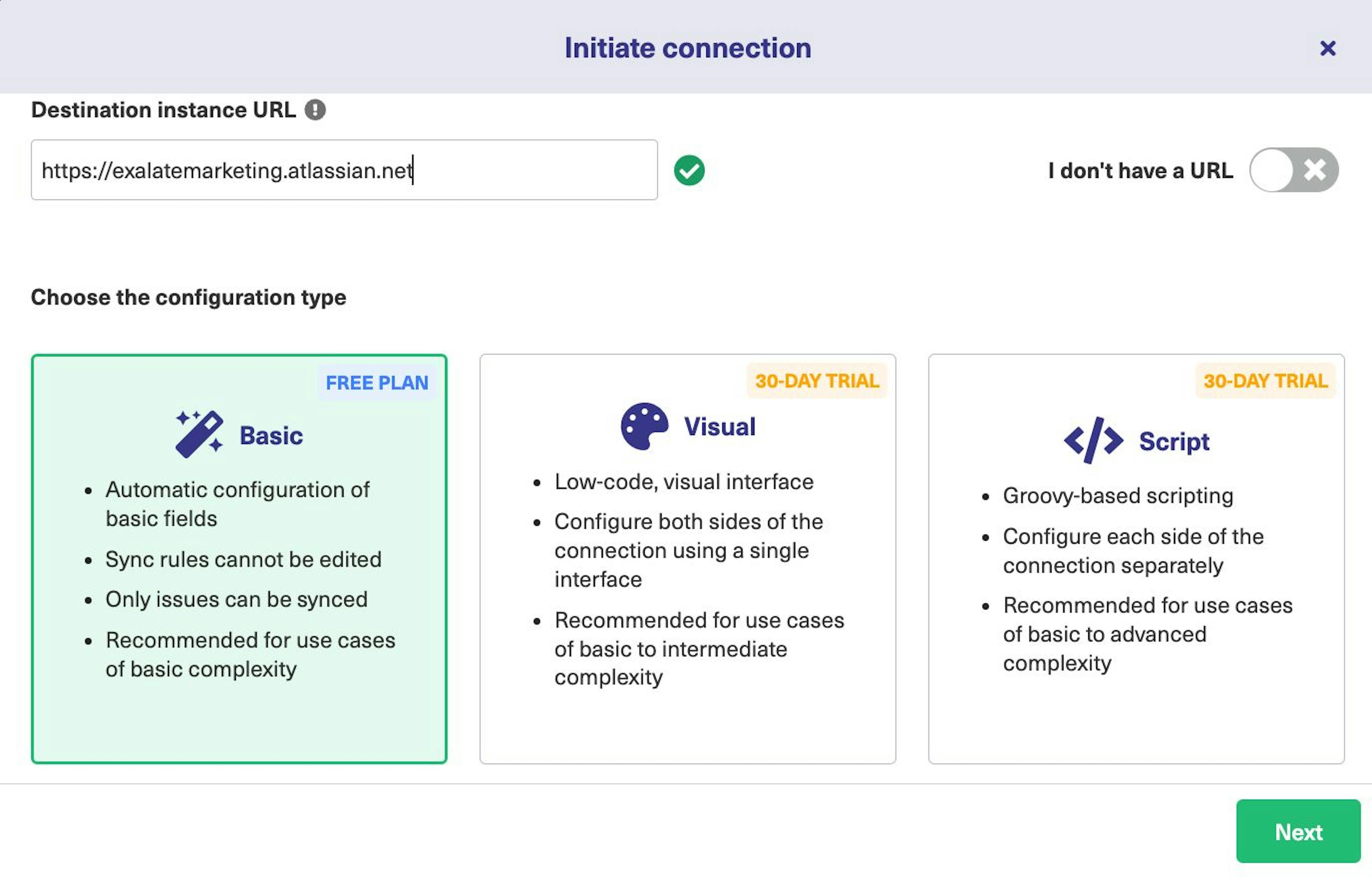 Modos de configuração do Exalate para sincronização do Jira