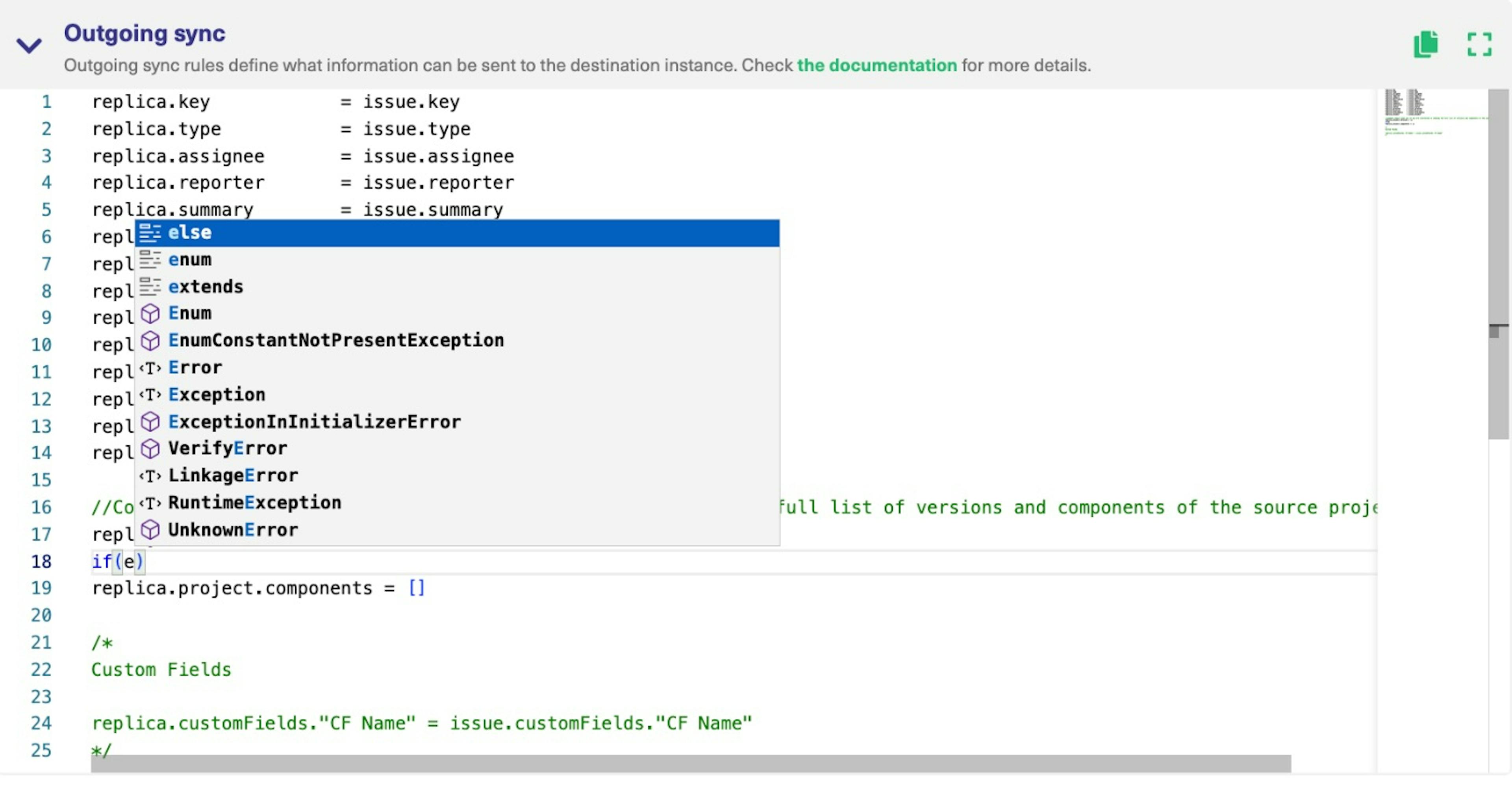 Règles de synchronisation pour une connexion Jira ServiceNow