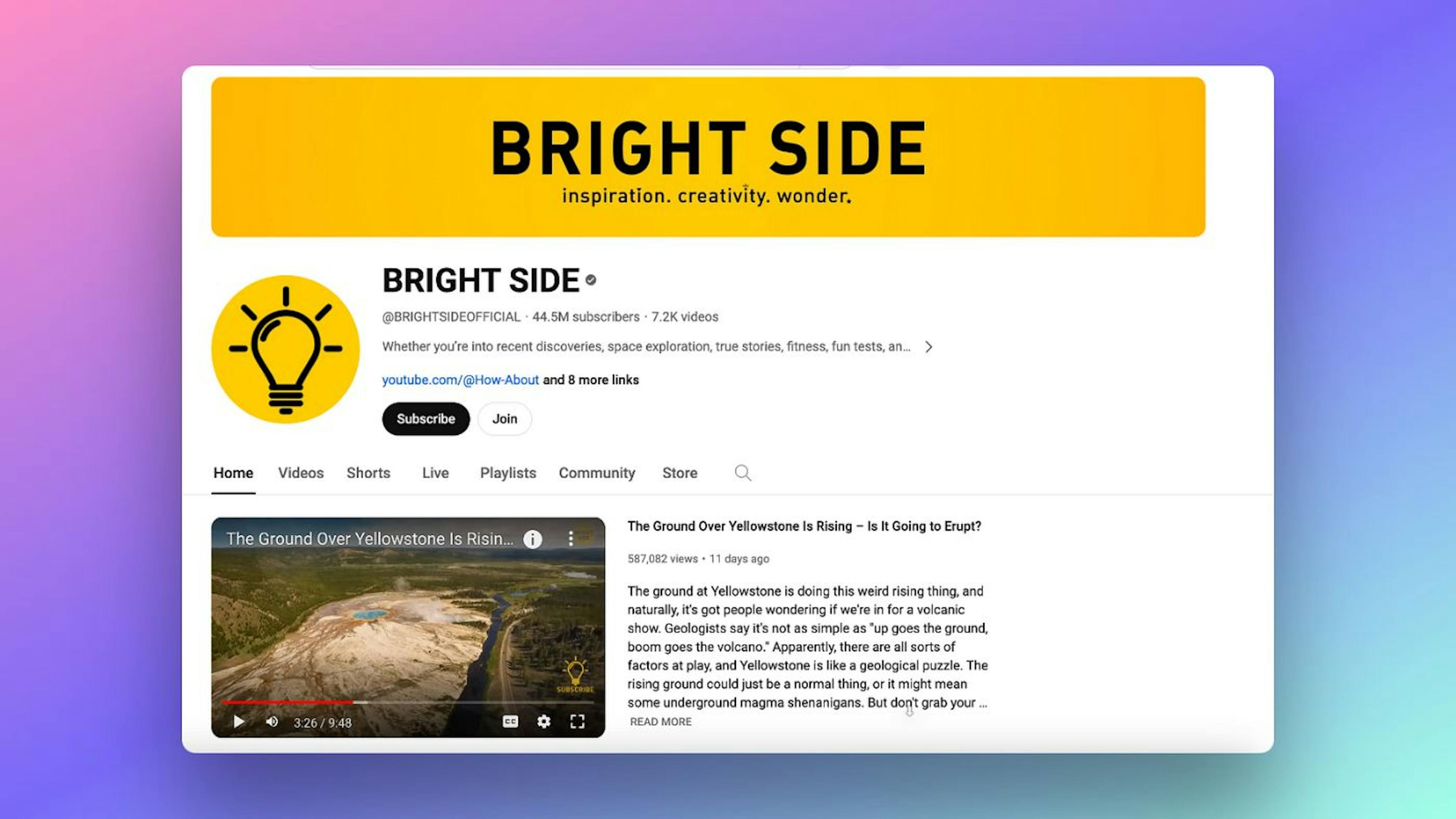 The Bright Side YouTube Channel, making over $10,000 monthly.