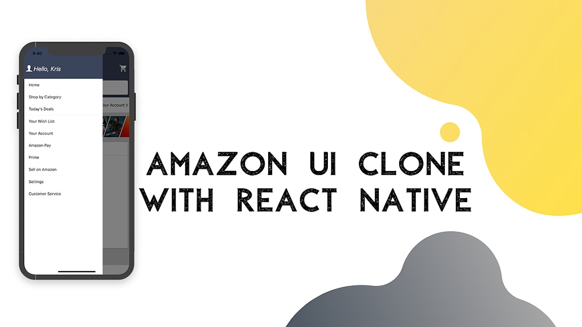 featured image - Amazon UI Clone with React Native #3 : Drawer menu