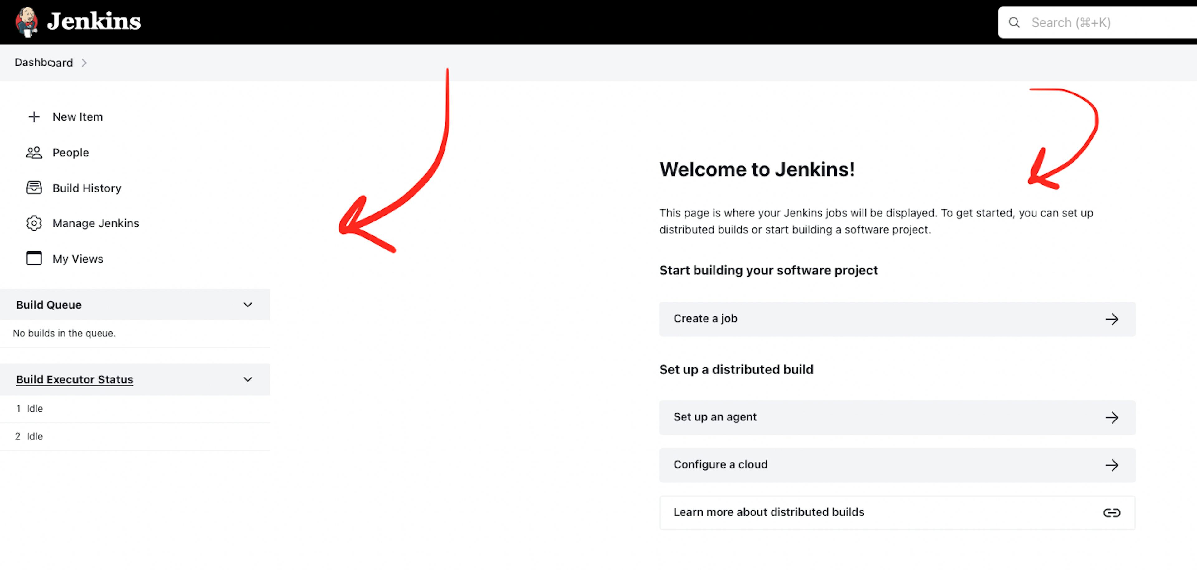 The screenshot of Jenkins dashboard