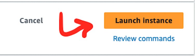 The screenshot of AWS web page with the pointer to "Launch Instance" button