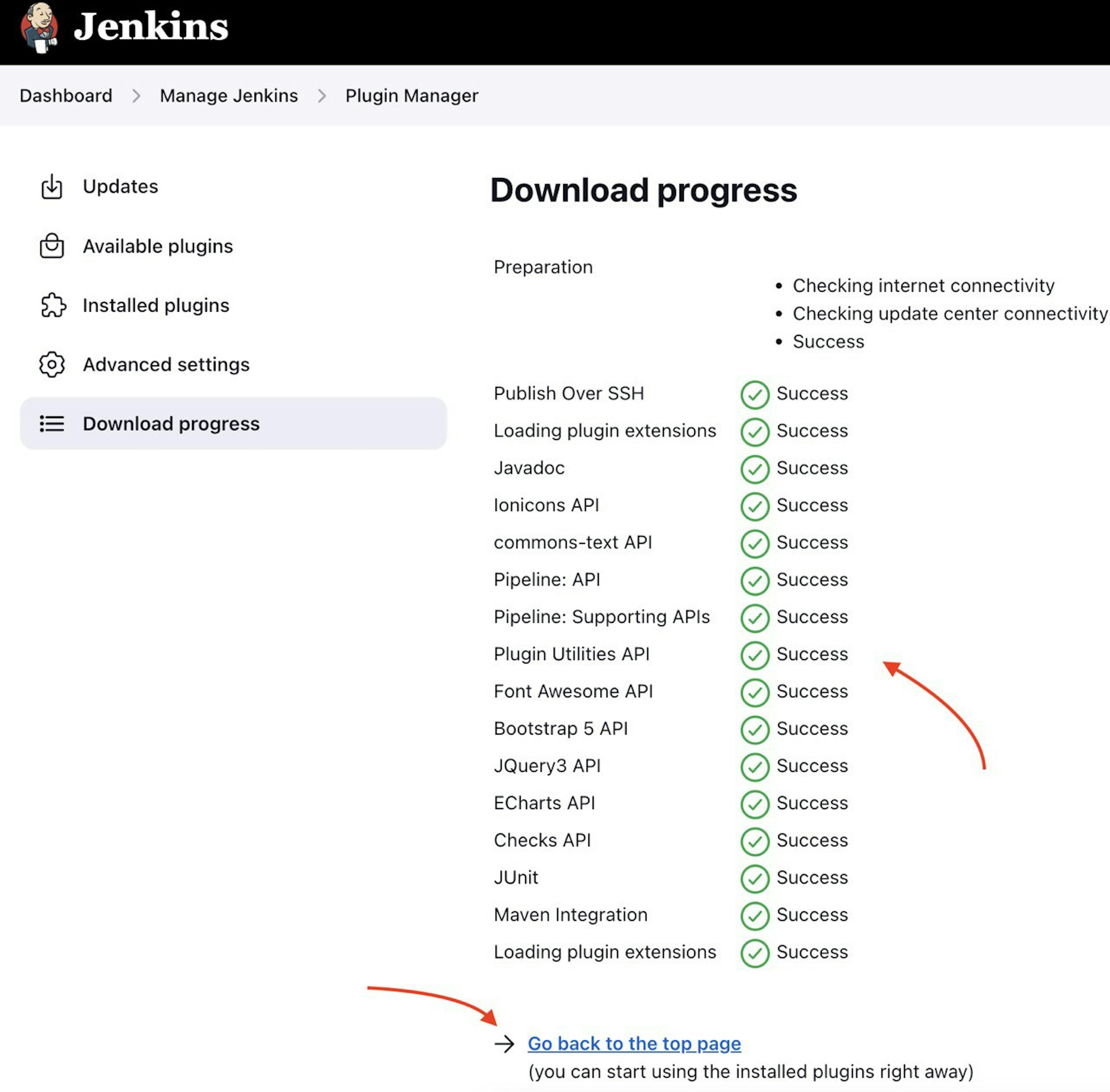 AWS EC2 仮想サーバーにインストールされた Jenkins と Maven プラグインのダウンロード プロセスへのポインターのスクリーンショット