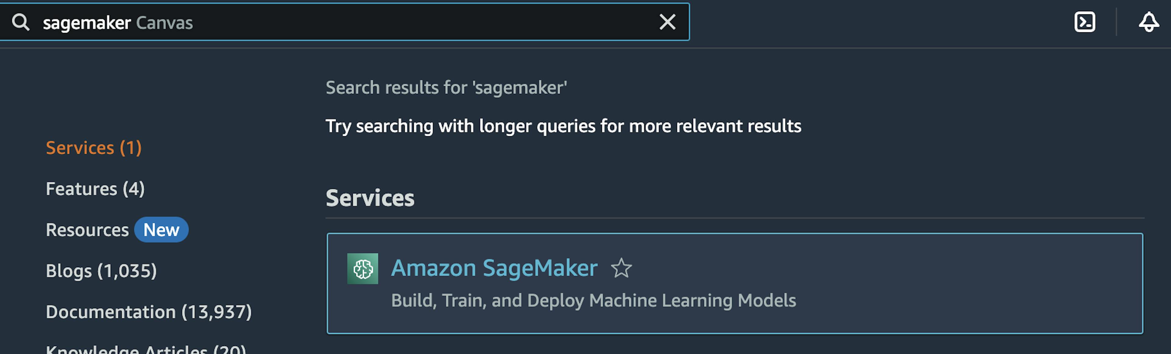 Search for SageMaker. Image credit: Author