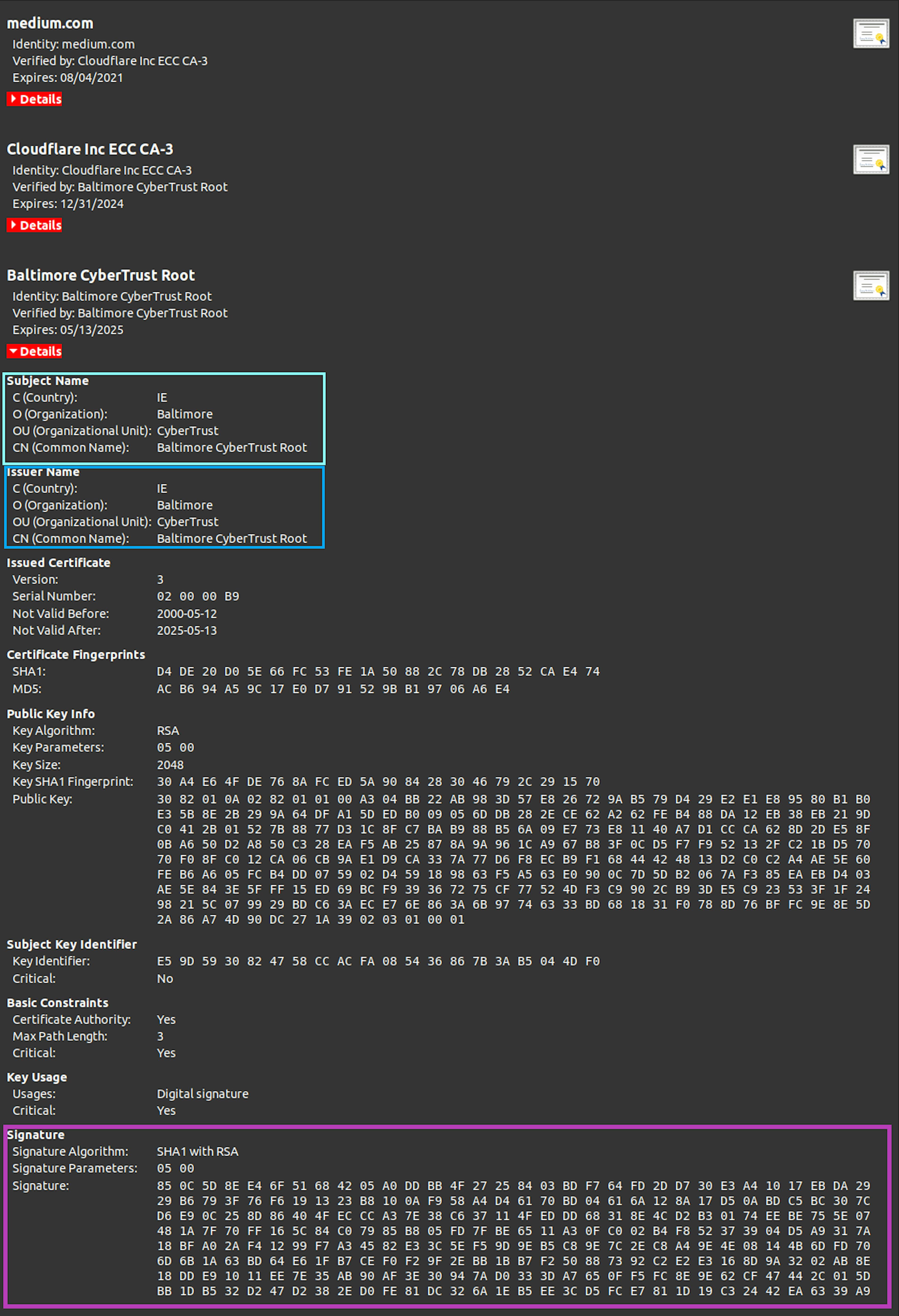 Pic 7. Root Certificate Details