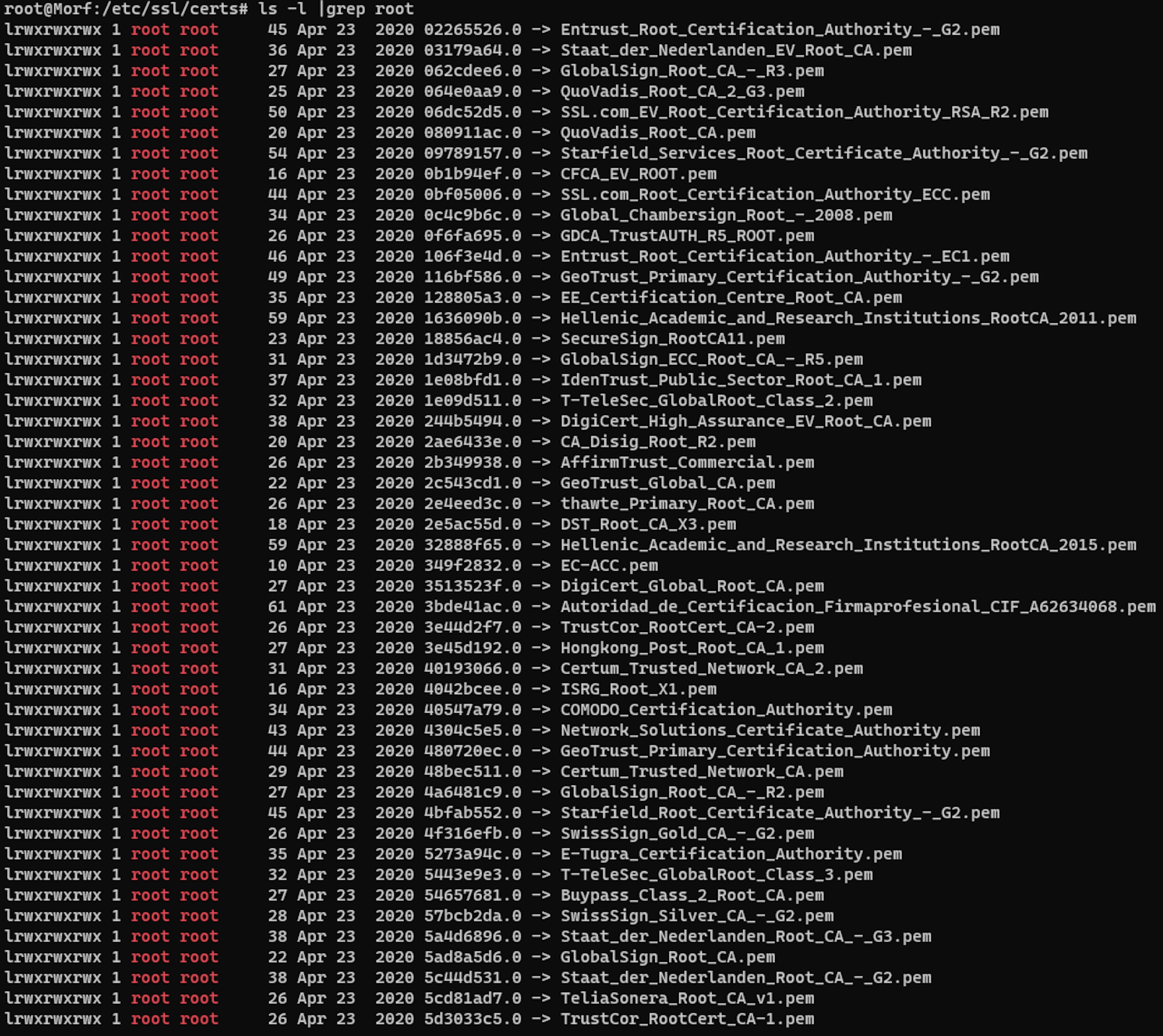 Pic 10. Certificate store in Linux(Ubuntu)