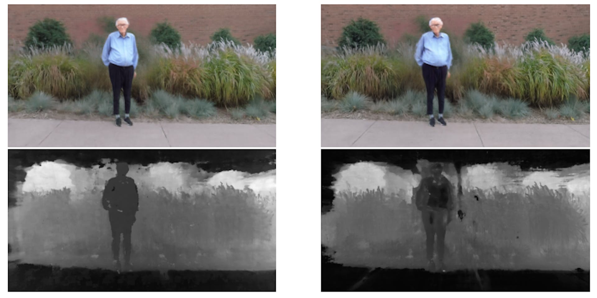 Figure 6. Depth maps and rgb renderings from warmup training with and without depth supervision. Left: with depth supervision (ours). Right: without depth supervision.
