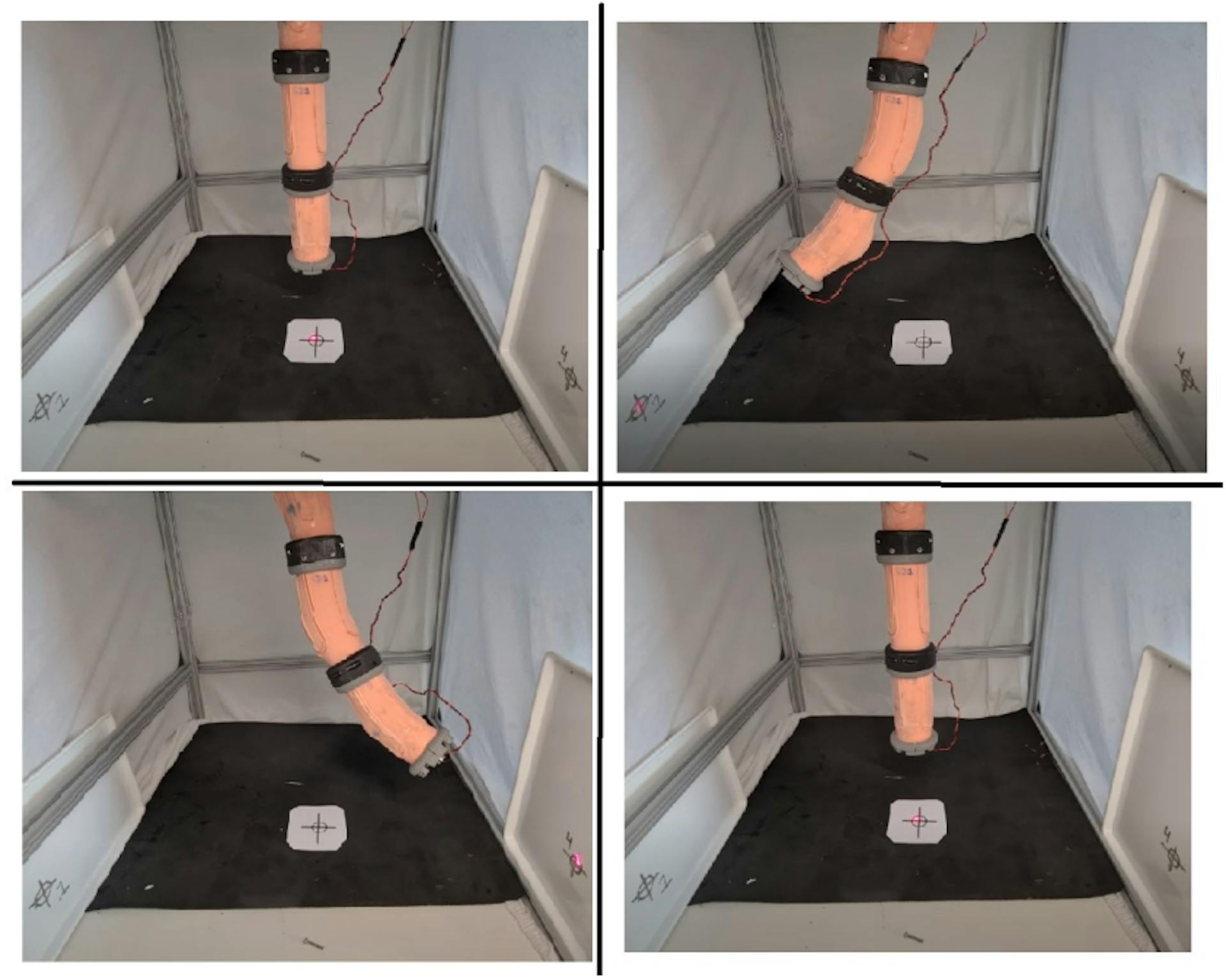 Figure 19. Second bending experiment, in which PAUL was asked to project his laser onto points on the side walls of the enclosing cube.. Source: authors.