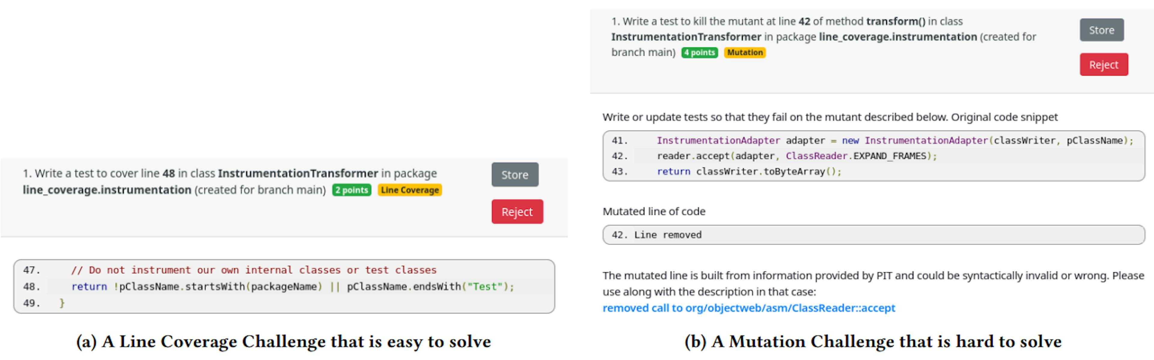 Figure 6: Examples for easy and hard challenges