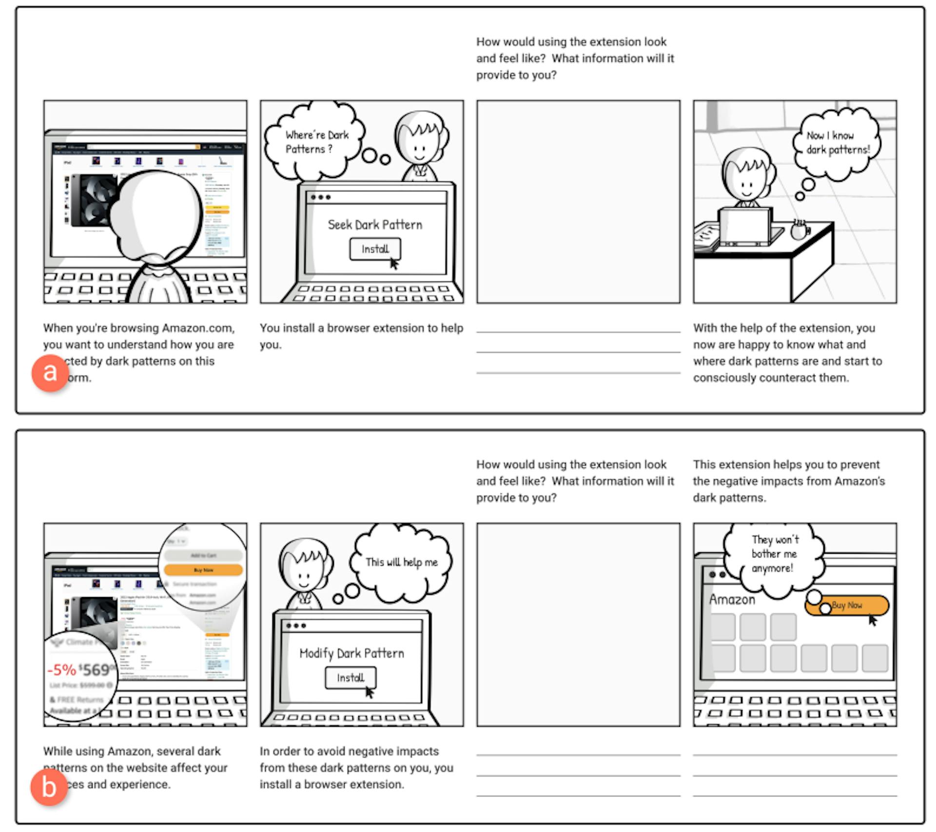 Fig. 1. Two examples of storyboards used in our co-design workshops.