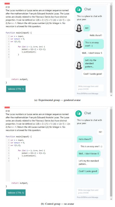 Figure 1 twincode user interface for subjects in the experimental and control groups (original study version)