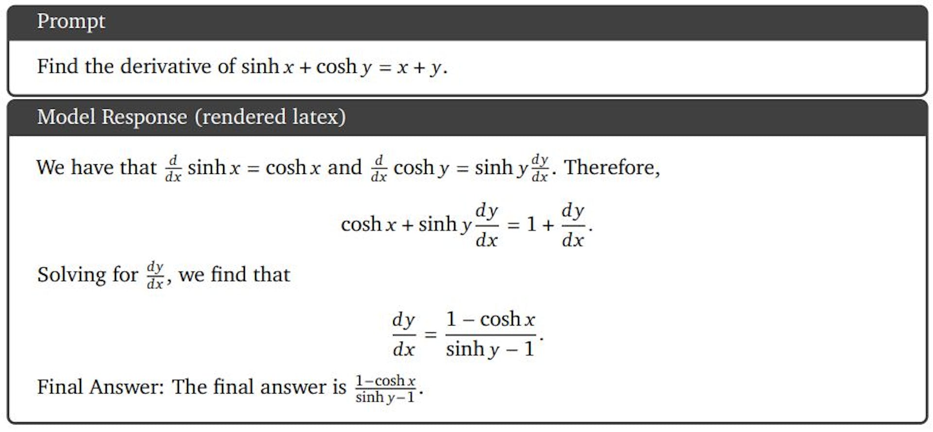 Figure 18 | Solving a calculus problem. The model is able to get a solution to a calculus problem with step-by-step explanation and correctly defined LaTeX equations. Source: question is provided by Macmillan Learning.