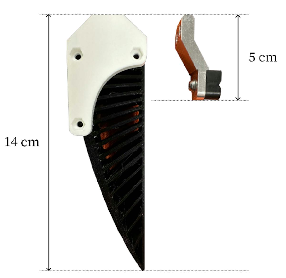 Figure A.11: Two different gripper fingers used to create embodiment mismatch. Policies are trained with the longer finger and tested on the shorter finger.