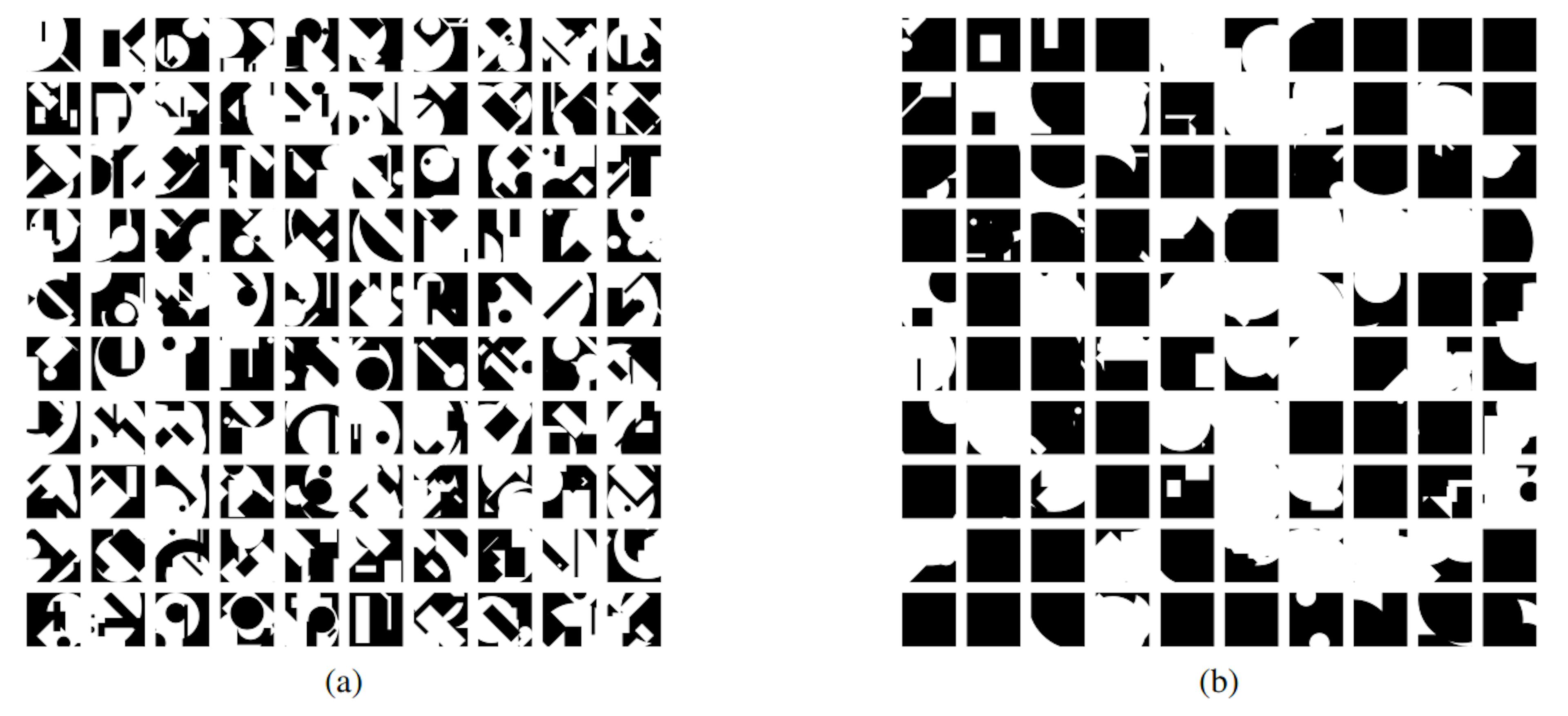 Figure 11: Examples of thresholding scene images using the LZ4 compression algorithm. The left represents our test set, the right represents our training distribution.