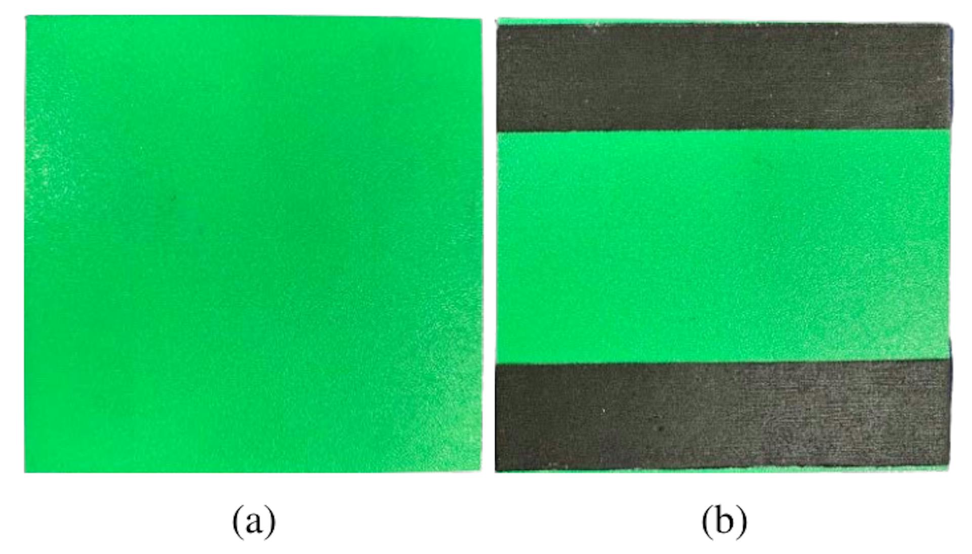Figure A.12: Two square tabletops used to create dynamics difference. a) The original surface is smooth. b) We attach friction tapes to change the dynamics.