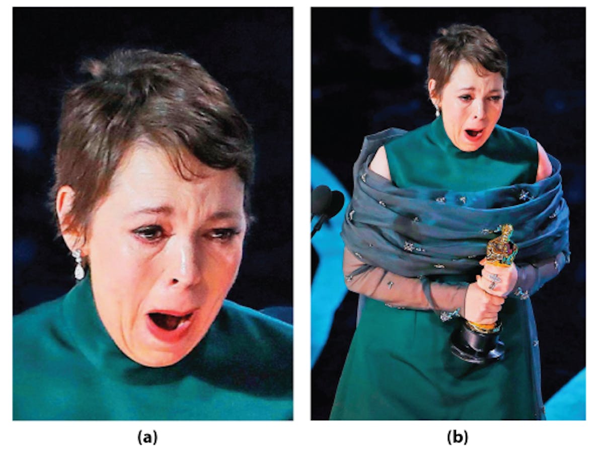 Figure 1. Importance of context in emotion recognition. How does she feel? Look at the woman in picture (a). If you had to guess her emotion, you might say that she is sad or in grief. However, picture (b) reveals the context of the scene allowing us to correctly observe that she is very happy or excited.