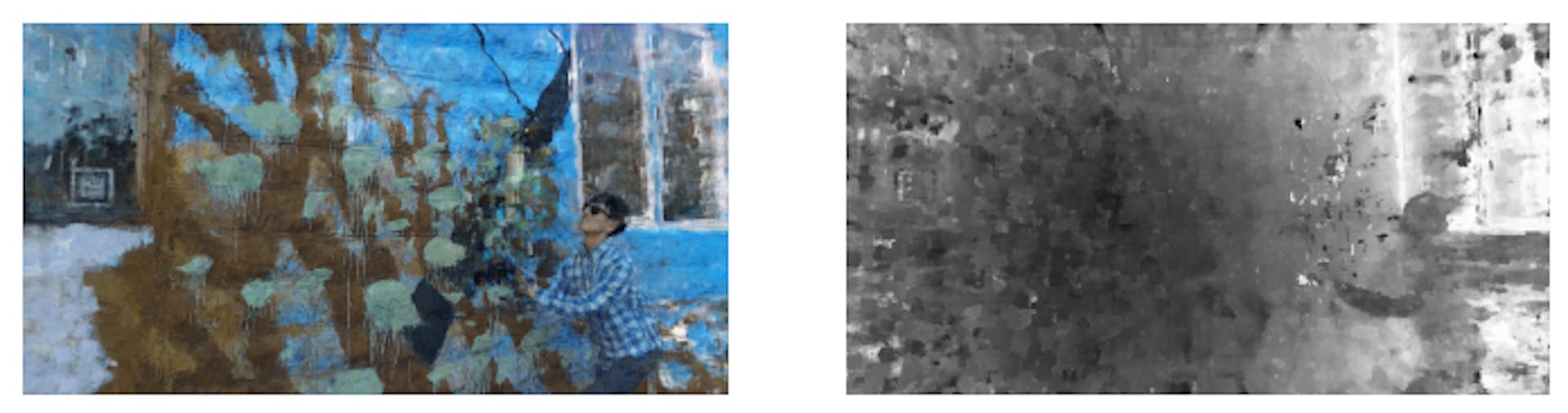 Figure 4. Training results with view independent inpainting. Left: rgb render. Right: noisy and incorrect depth map.