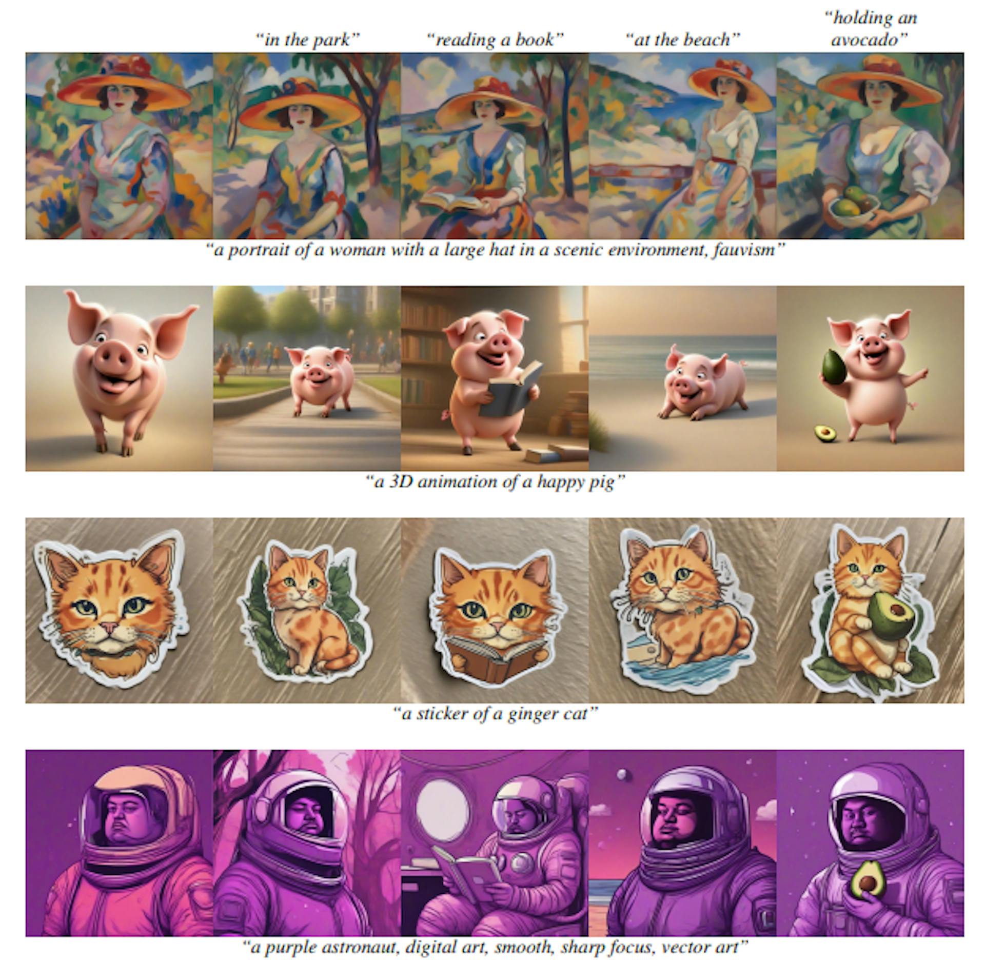 Figure 14. Additional results. Our method is able to consistently generate different types and styles of characters, e.g., paintings, animations, stickers and vector art.