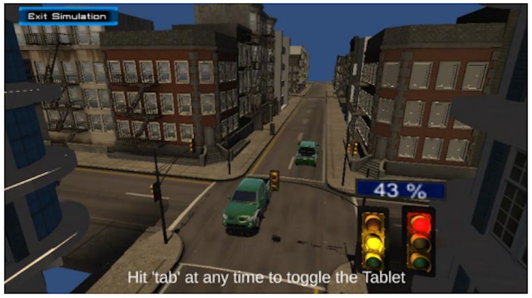 Figure 3: The traffic light simulator that helps students visualize their solutions.