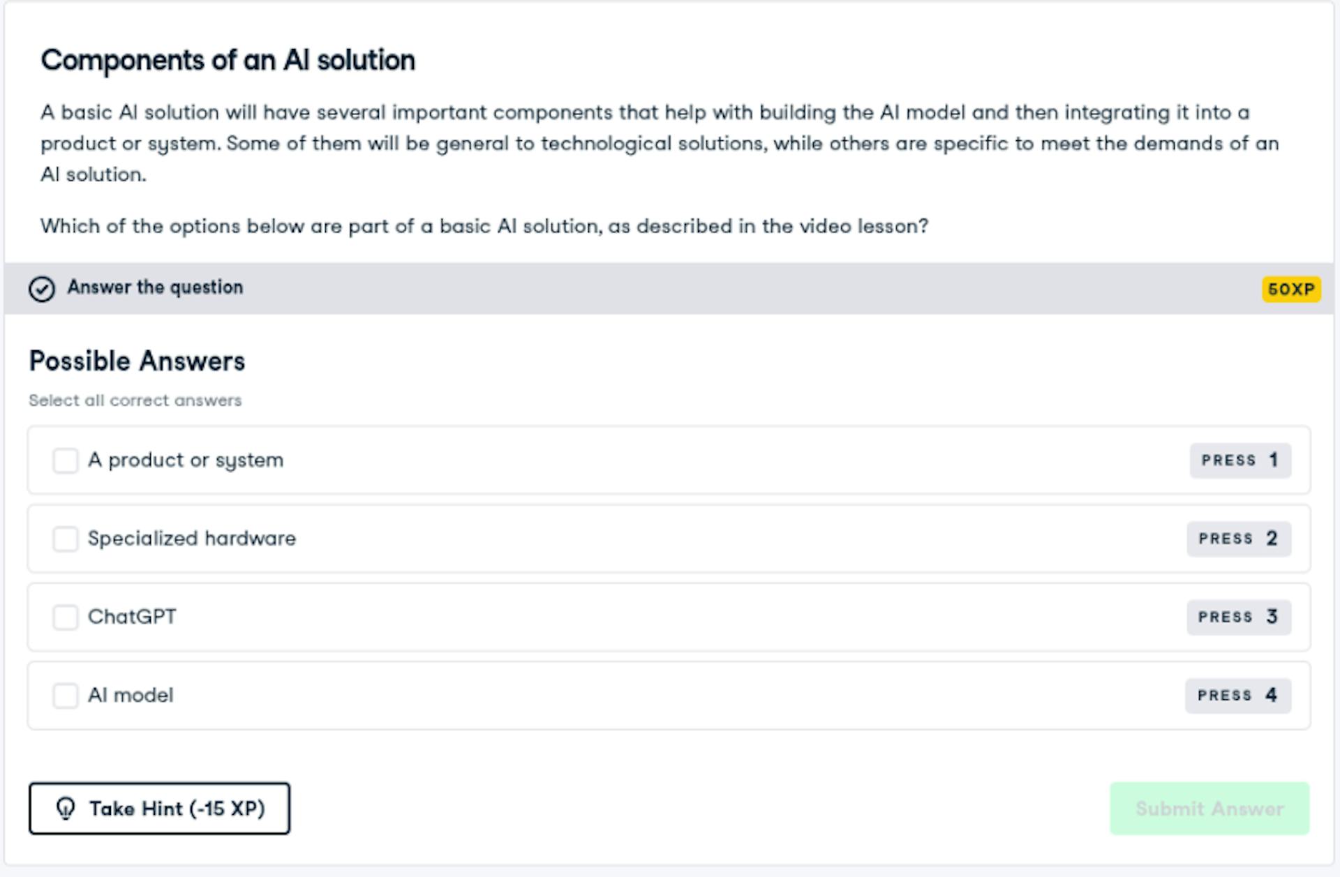 While some AI Literacy courses have evaluation exercises, hands-on is reserved for coder-oriented courses only