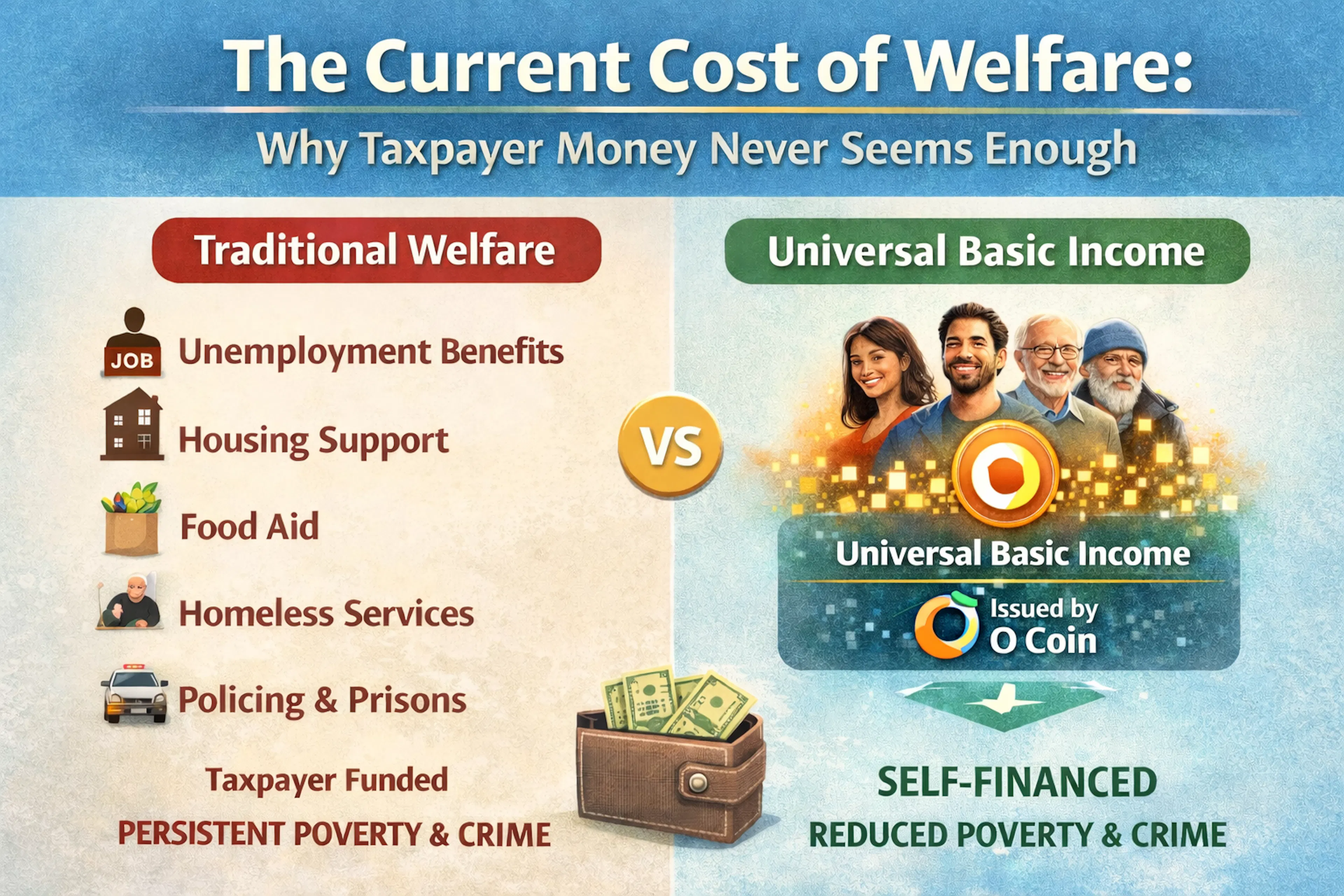 featured image - Traditional Welfare vs Universal Basic Income