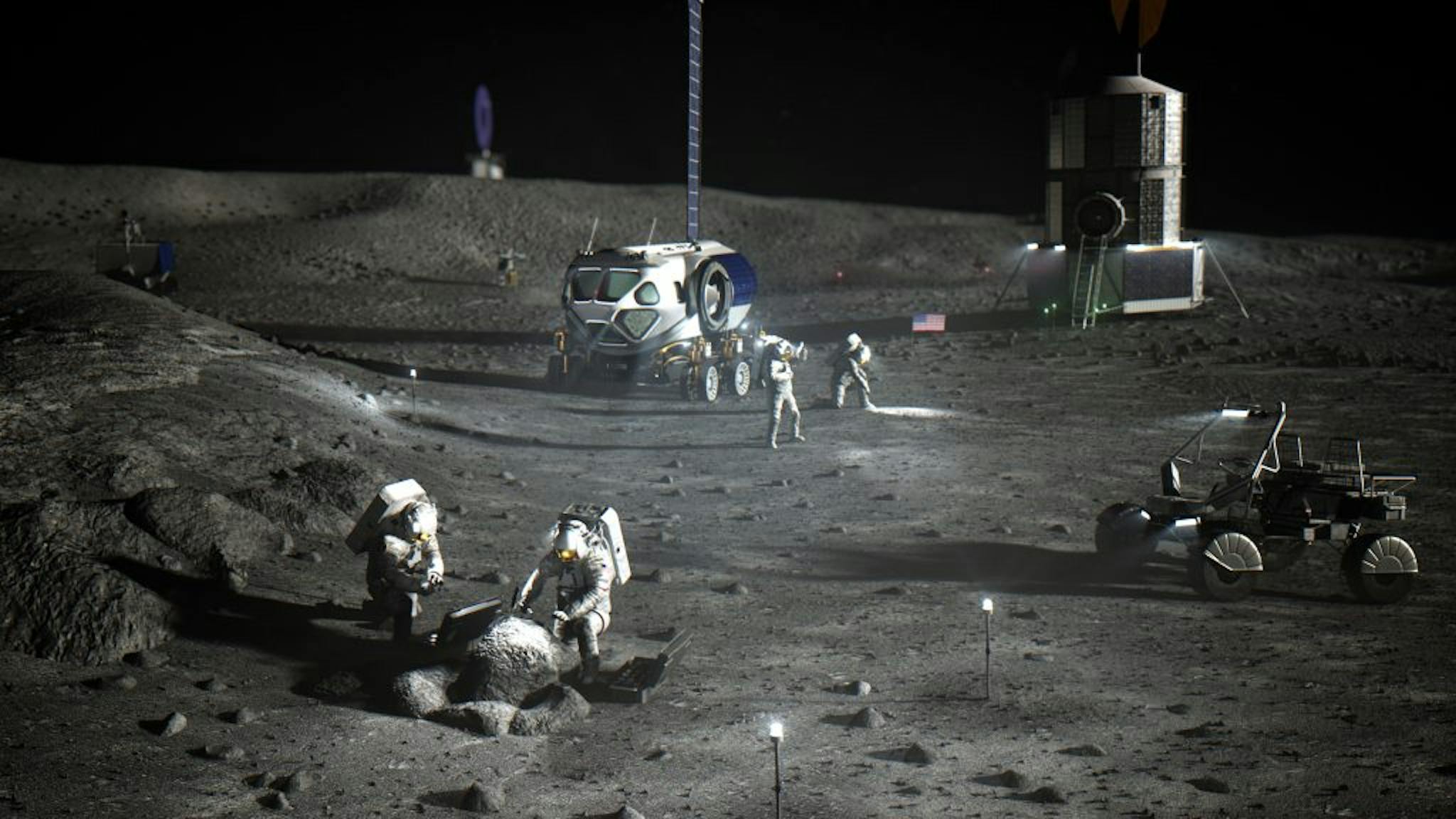 Image: Illustration of NASA astronauts on the lunar south pole|NASA