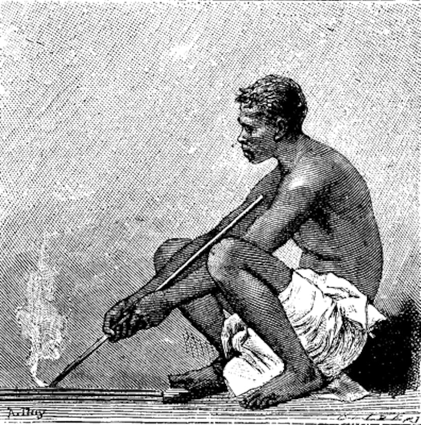 FIG. 4.--NATIVE OF OCEANICA OBTAINING FIREBY FRICTION.