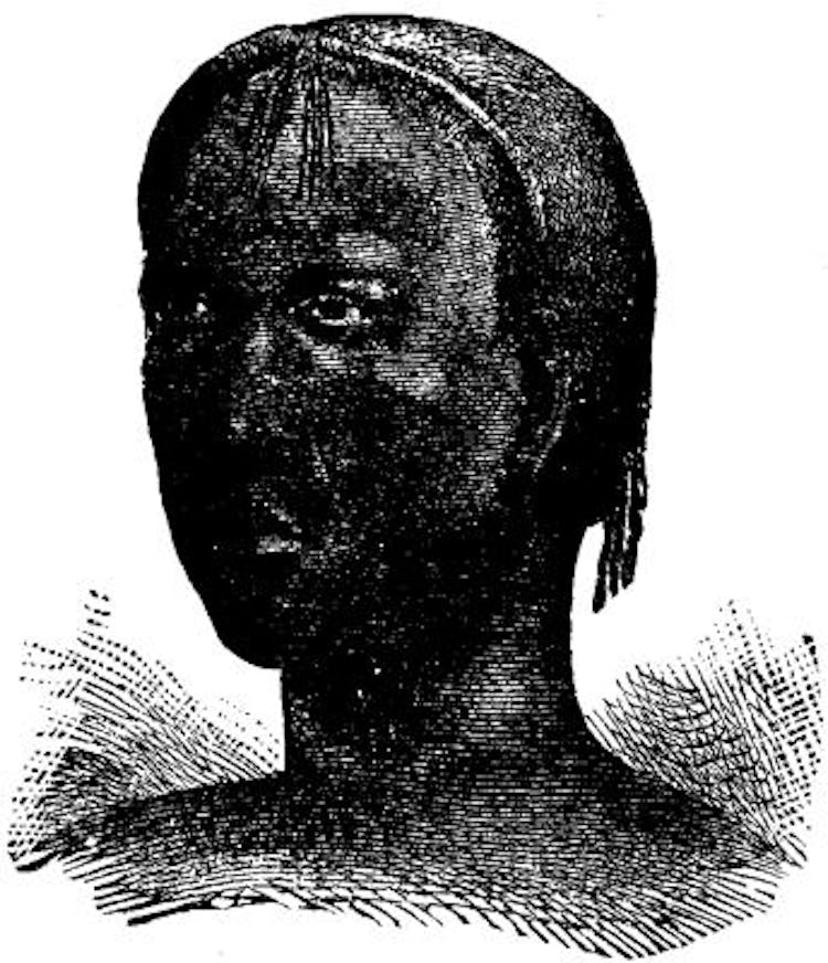 FIG. 7.--Face of another negro, showing flat nose, lessprognathism and larger cerebral region. From Serpa Pinto.