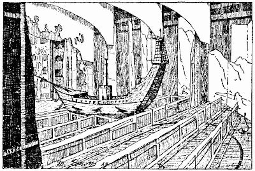 Fig. 5.—THE SHIP AS SEEN FROM THE STAGE.