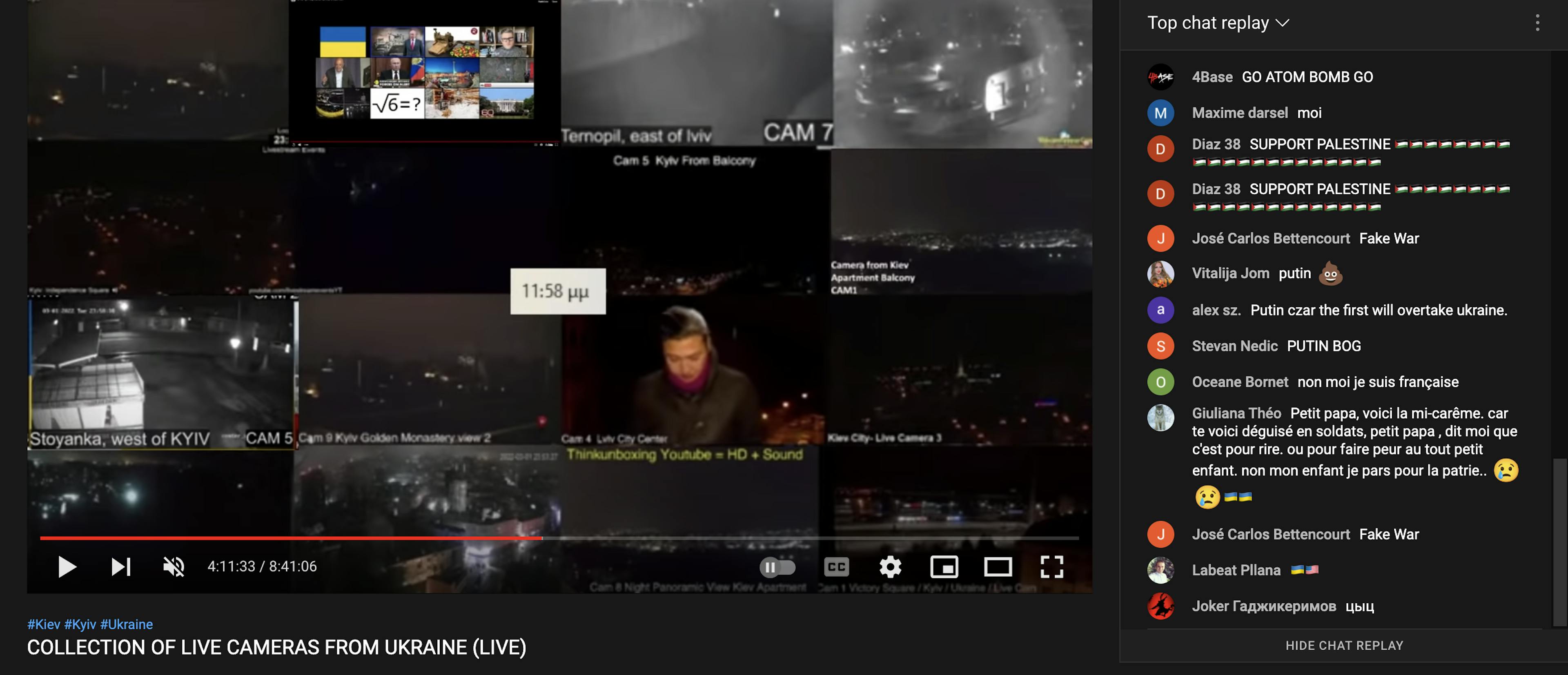 A screenshot of Youtube streaming