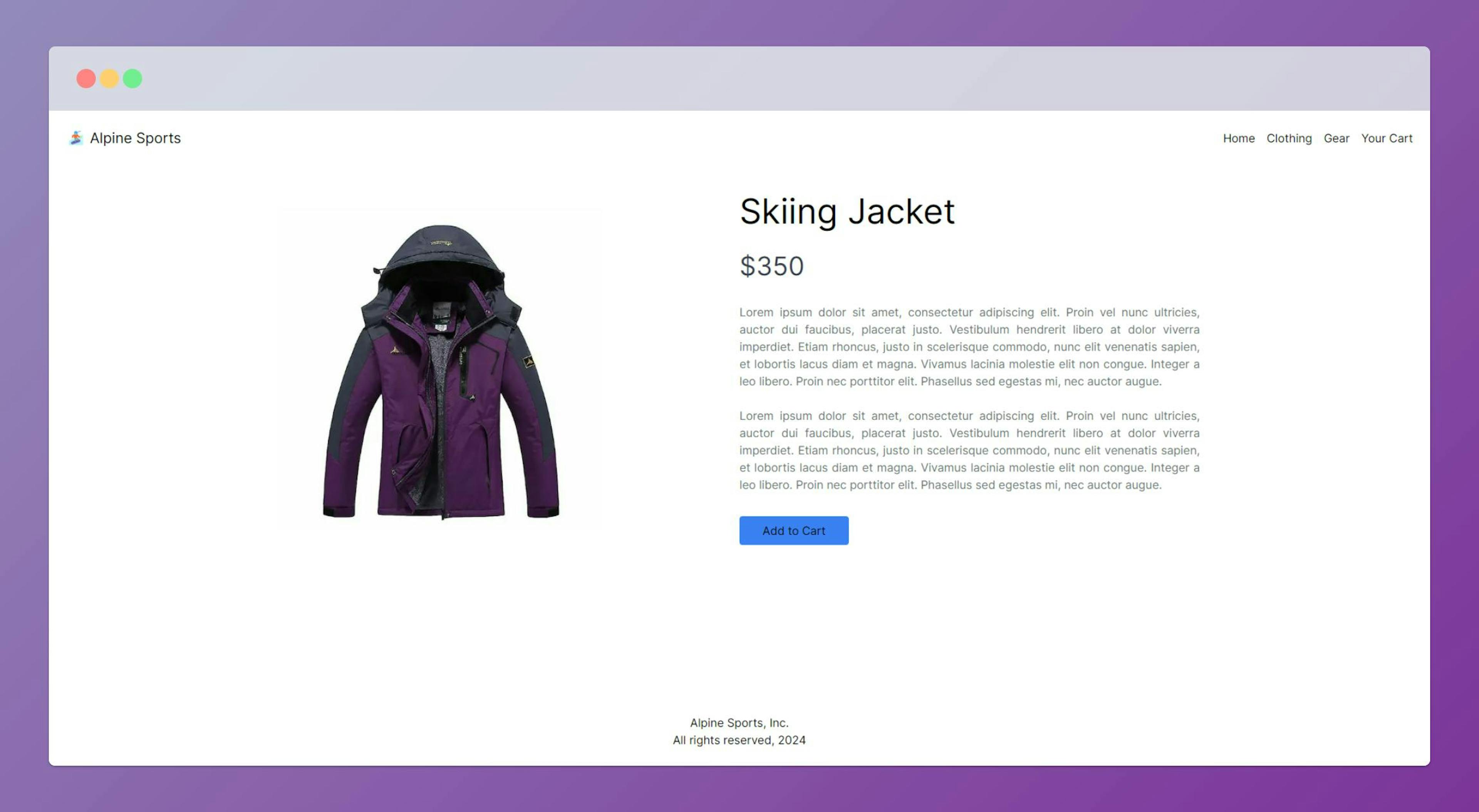 E-commerce store product preview page