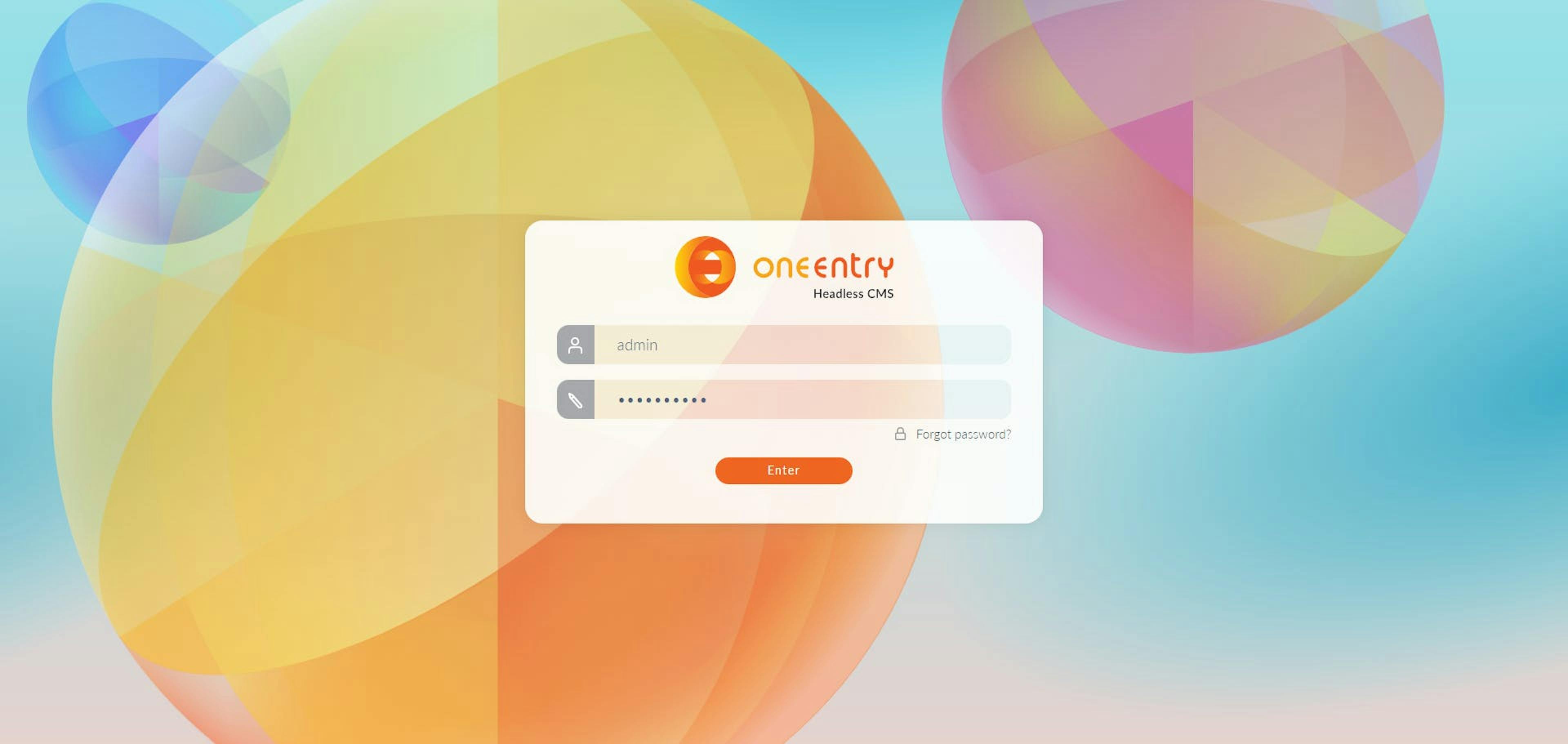 OneEntry CMS login page