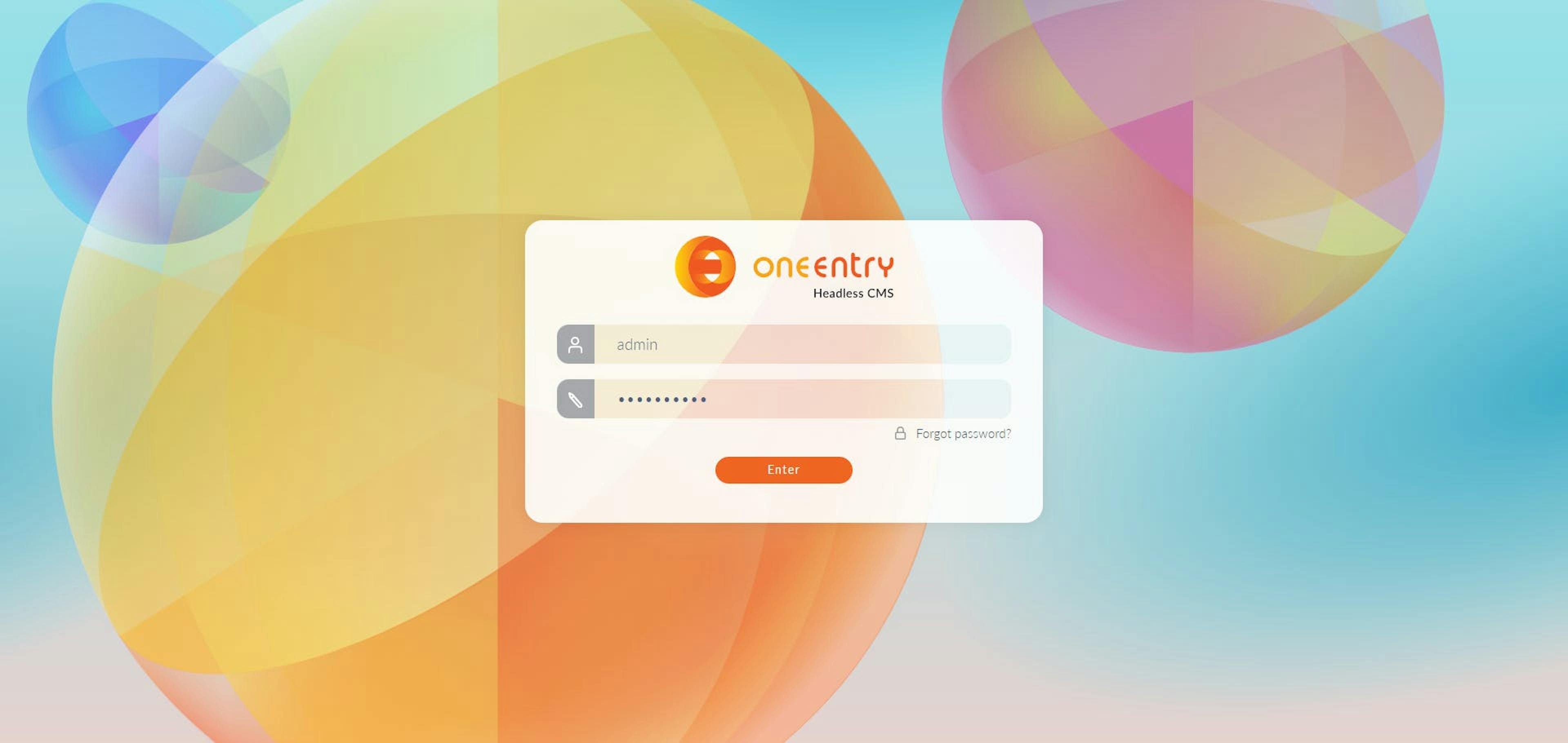 Página de login do OneEntry CMS