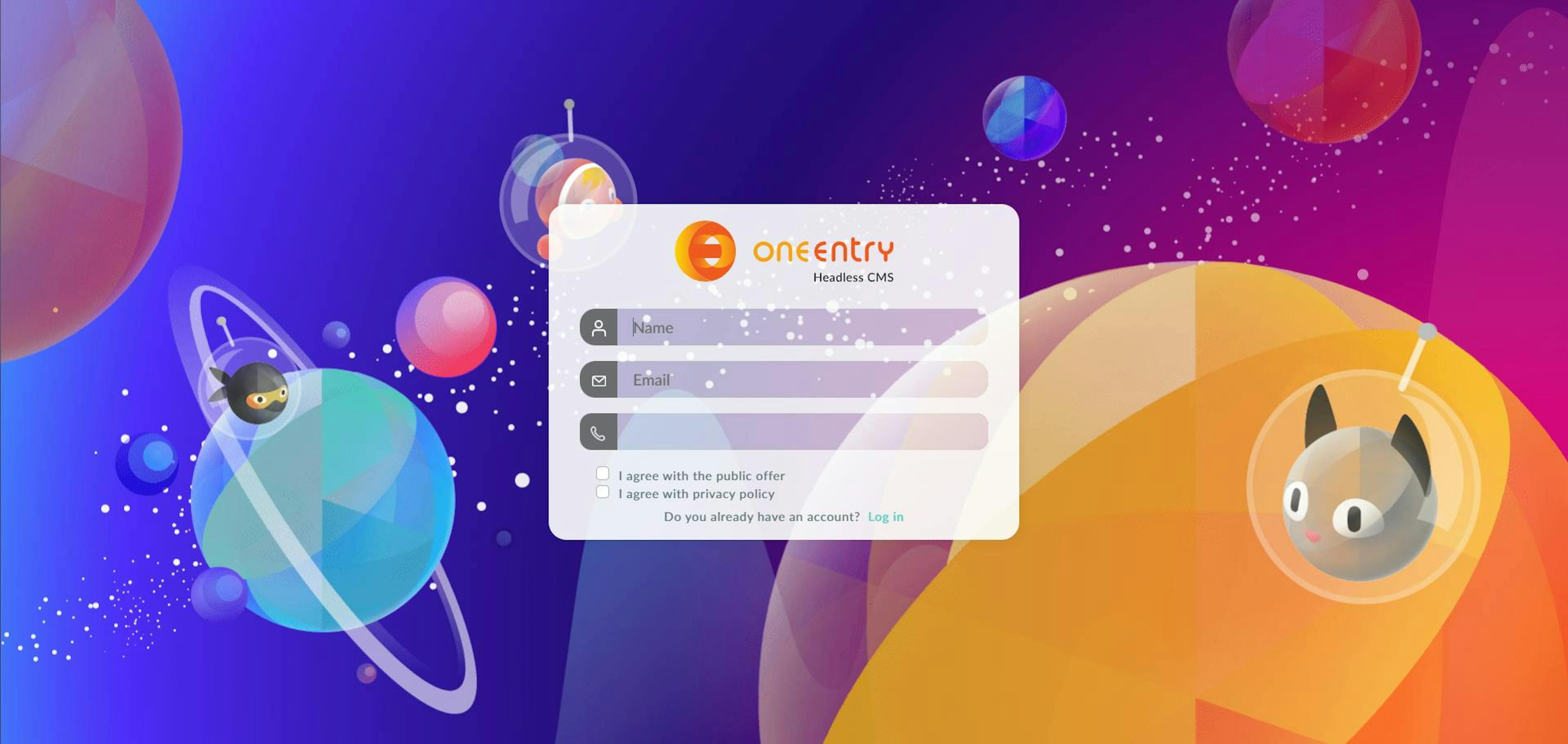 OneEntry sign-up page