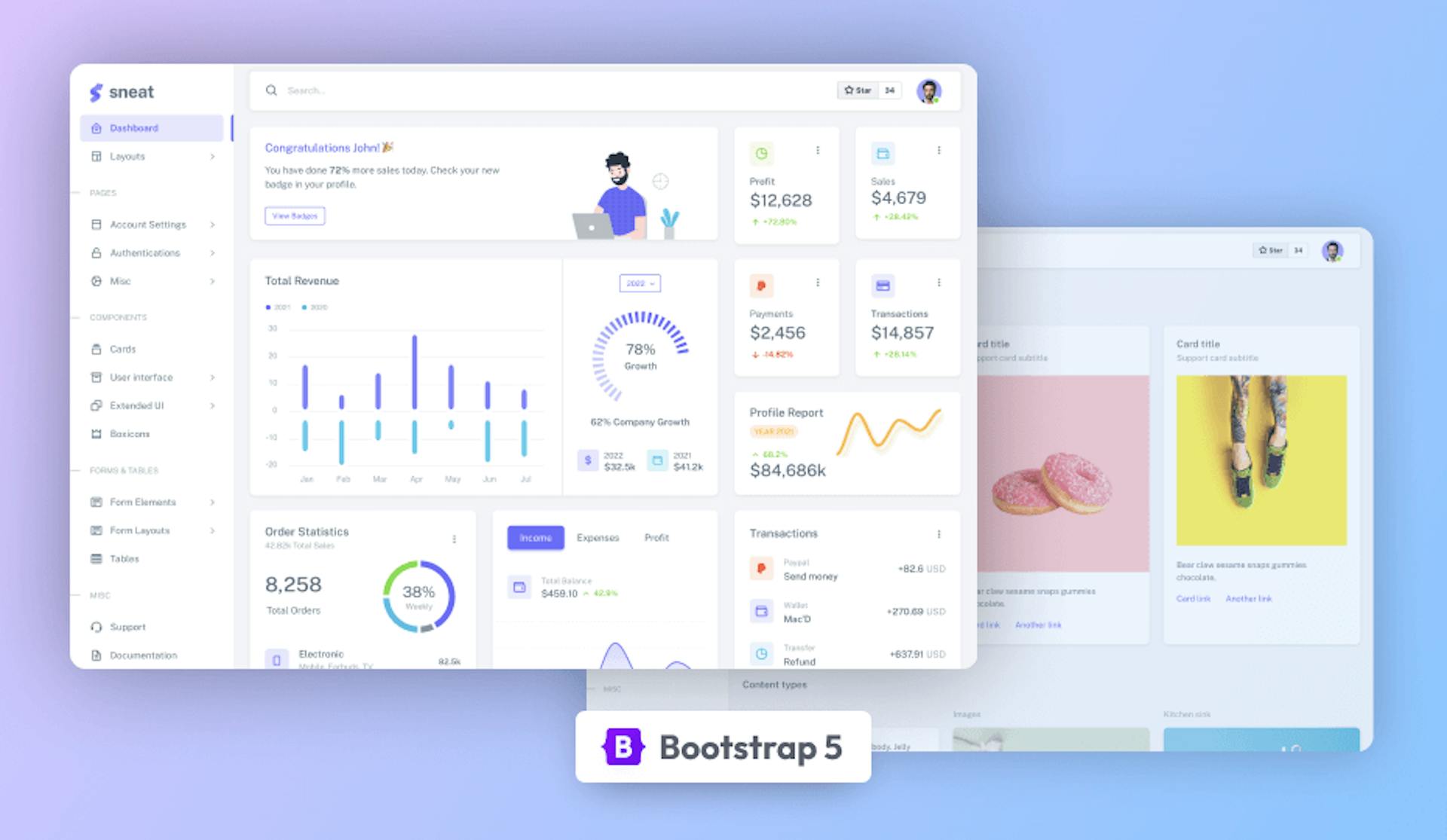 Sneat Free Bootstrap Admin Template