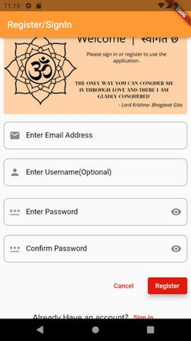 Registration Scren